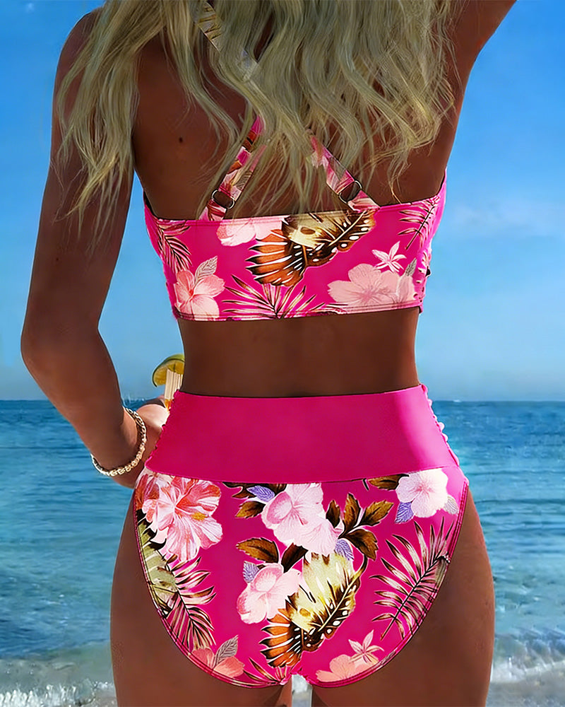 RÓNAIT | CONTRAST FLORAL TANKINI SET
