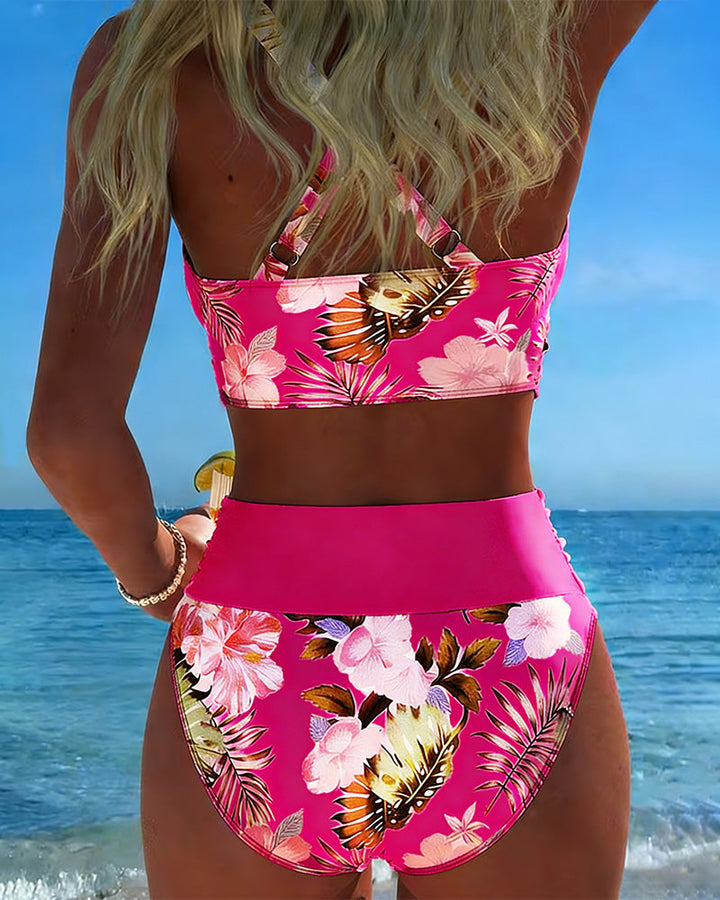 RÓNAIT | CONTRAST FLORAL TANKINI SET