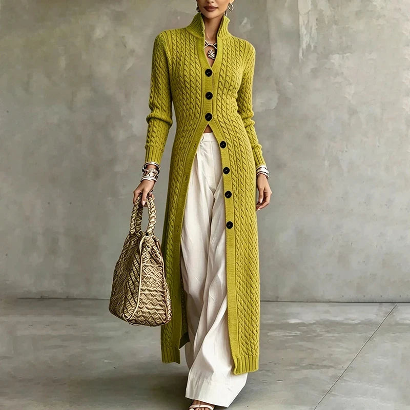 Sofie | Long Cable Knit Button Cardigan