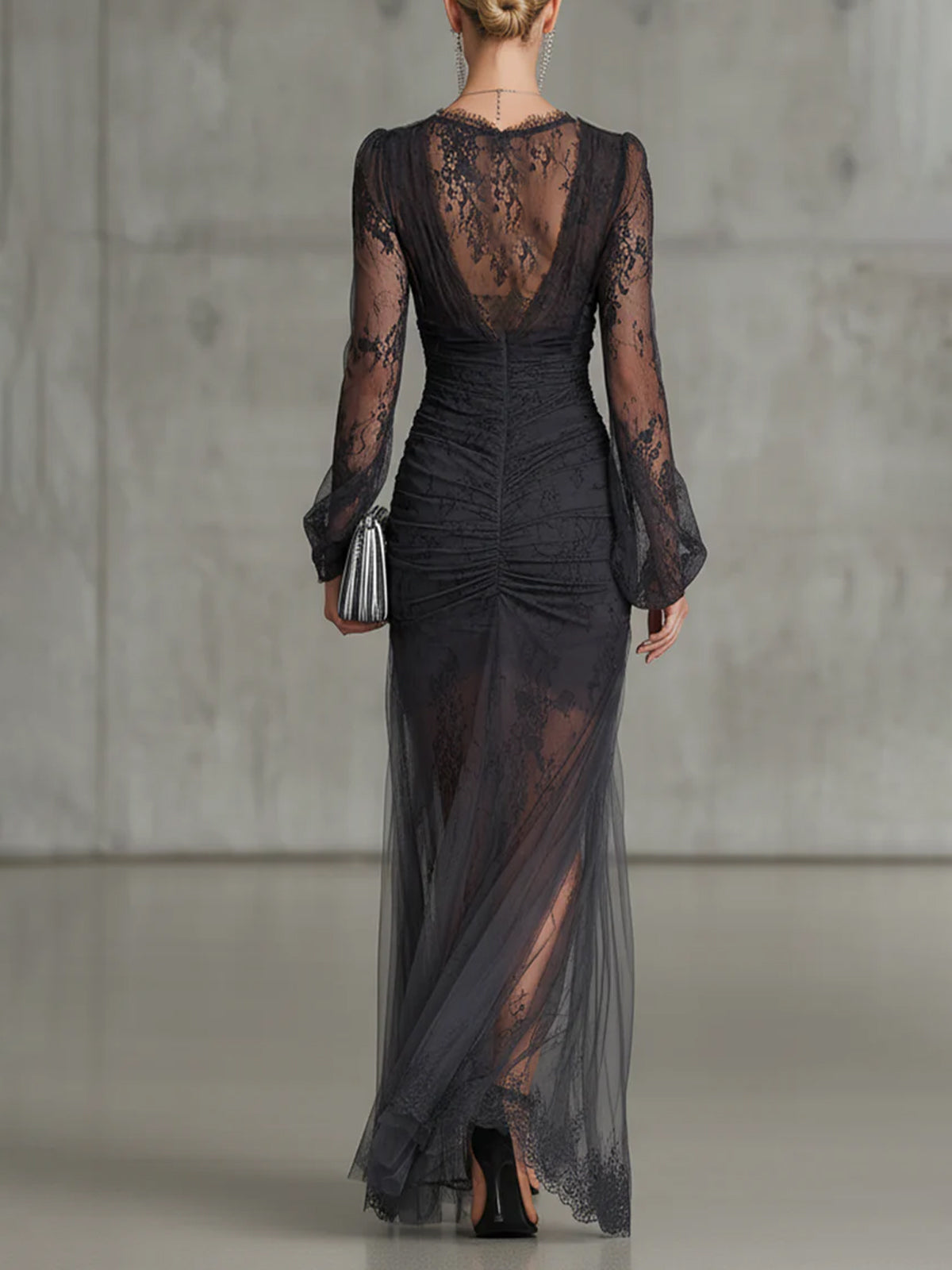 Quintina | Lace V-Neck Maxi Dress with Slit
