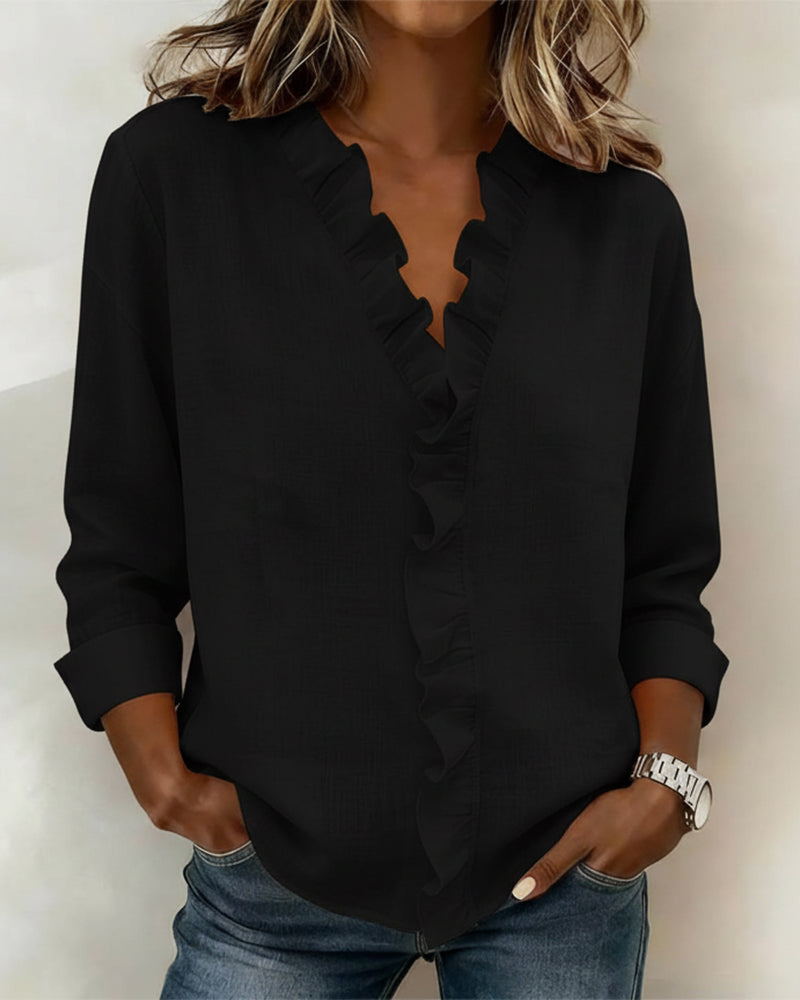 Camille | Ruffle V-Neck Blouse