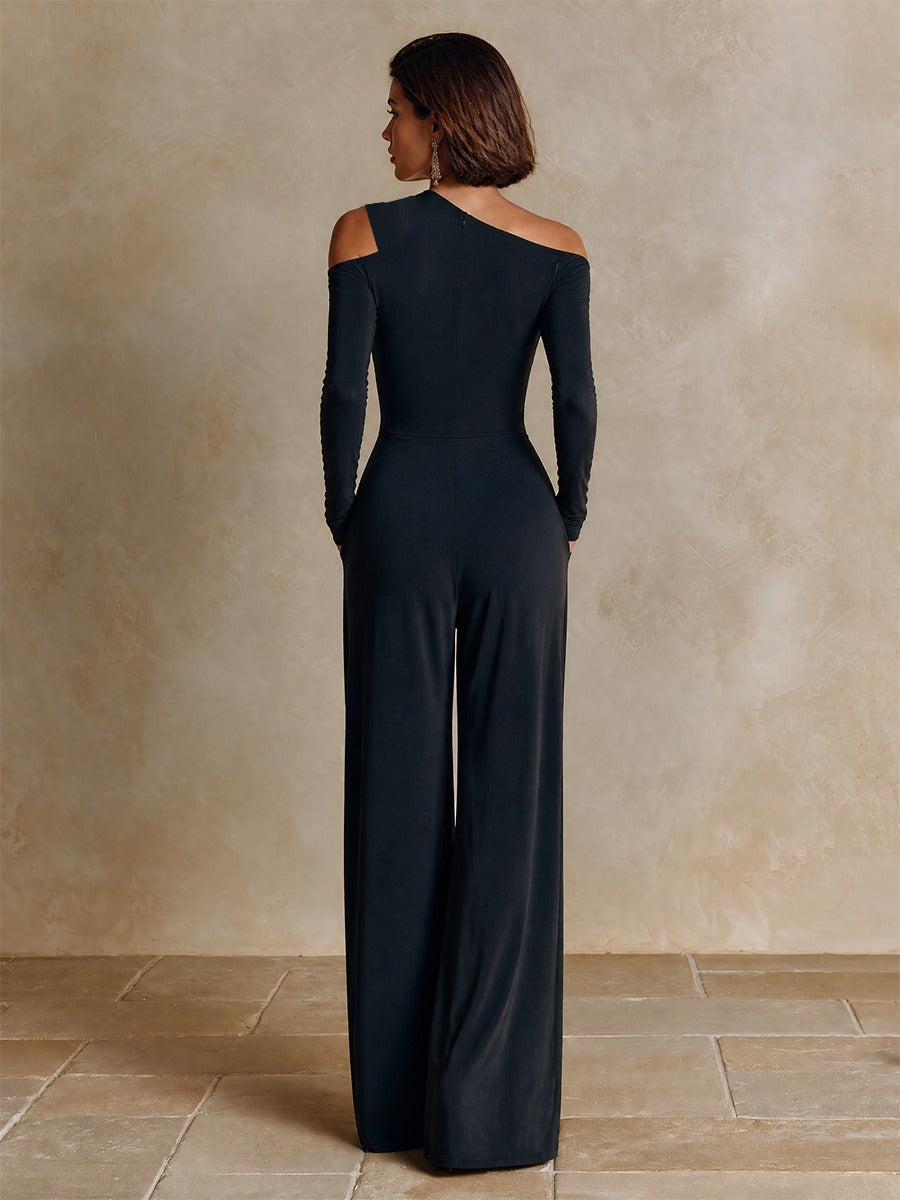 Lavinia | One-Shoulder Draped Wide-Leg Jumpsuit
