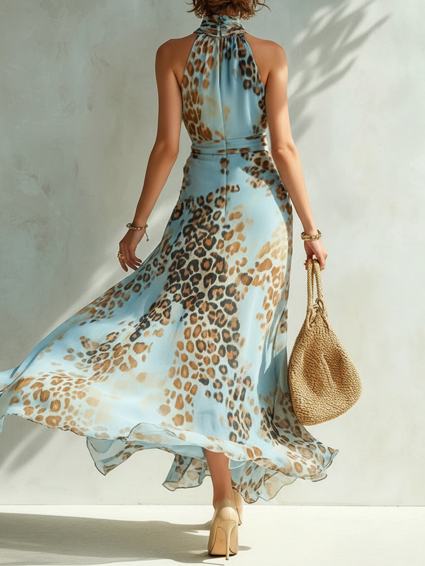 Desirè | Leopard Print Halter Maxi Dress