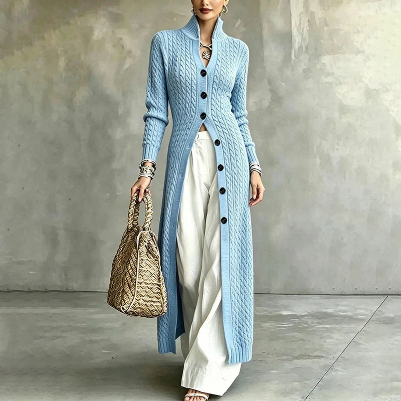 Sofie | Long Cable Knit Button Cardigan