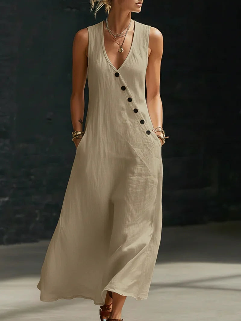 Sefi | Minimalist Button-Front Maxi Dress