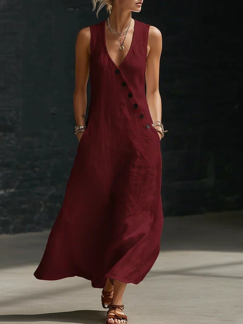 Sefi | Minimalist Button-Front Maxi Dress