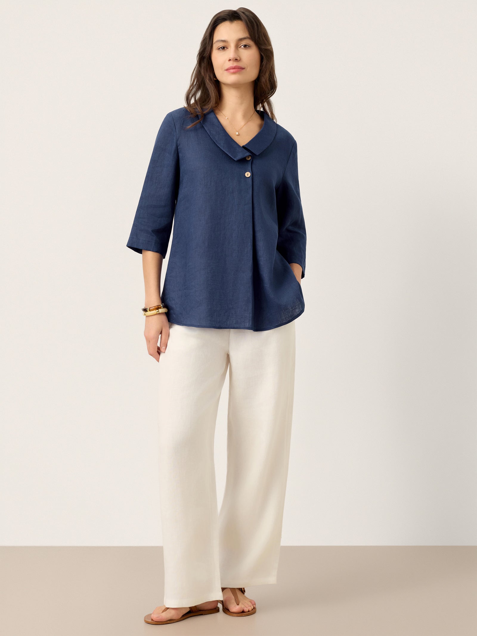 Ottilie | Linen Asymmetric Collar Top