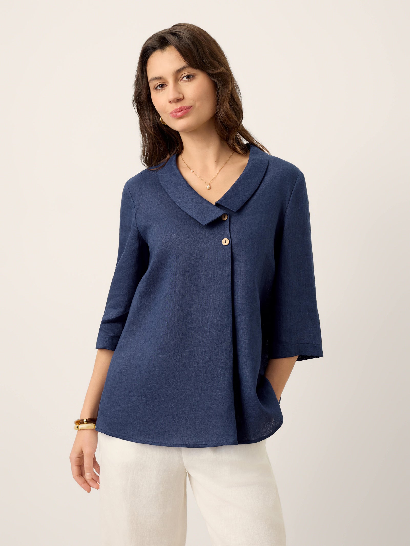 Ottilie | Linen Asymmetric Collar Top