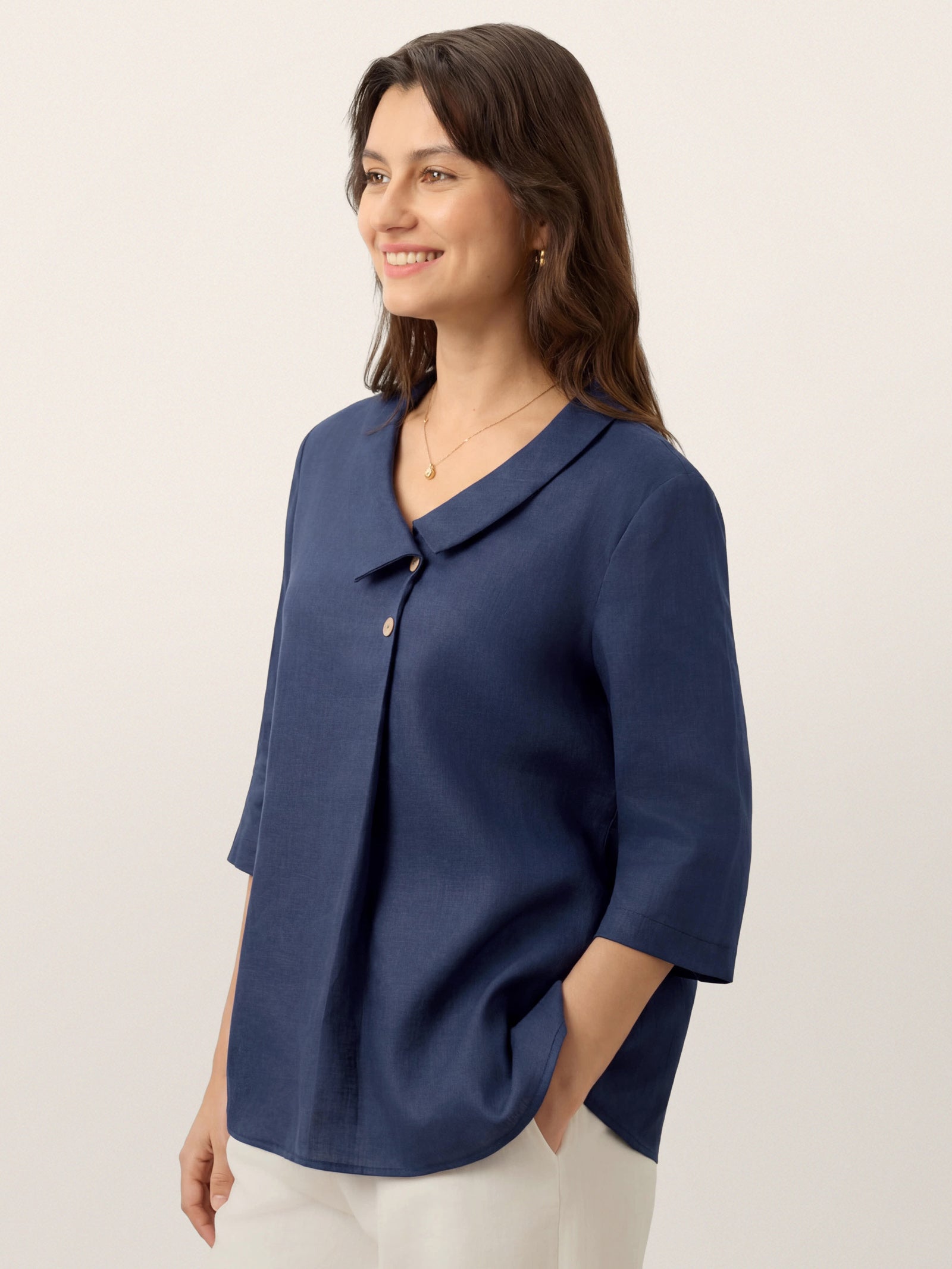 Ottilie | Linen Asymmetric Collar Top