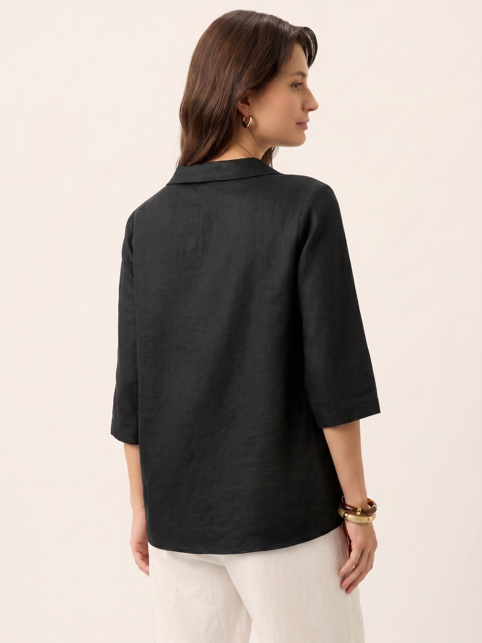 Ottilie | Linen Asymmetric Collar Top