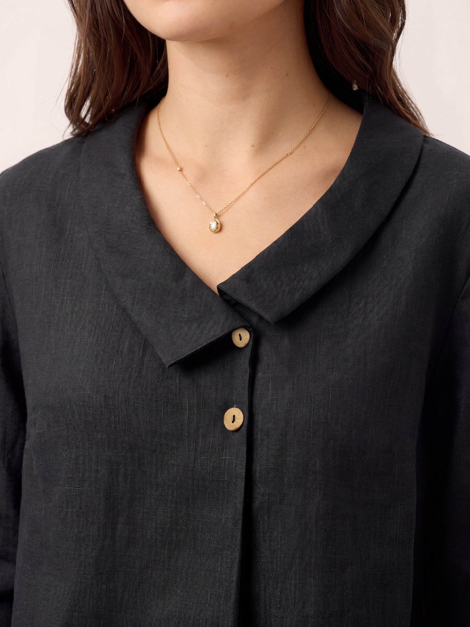 Ottilie | Linen Asymmetric Collar Top
