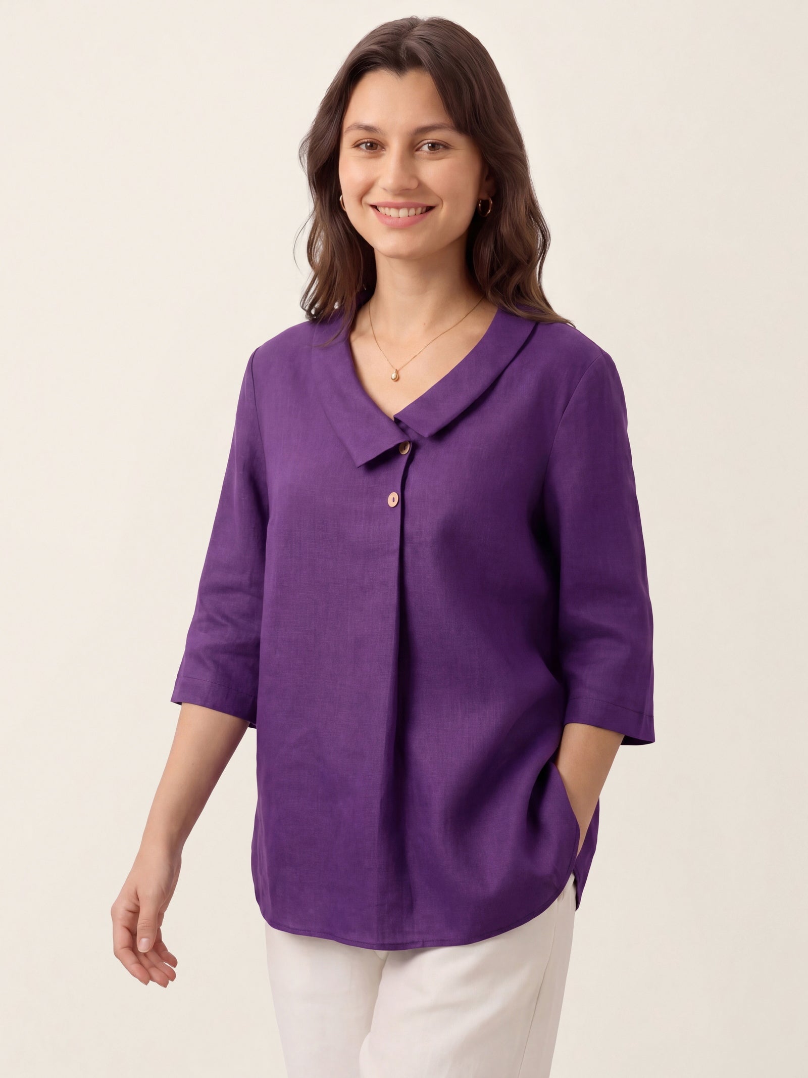 Ottilie | Linen Asymmetric Collar Top