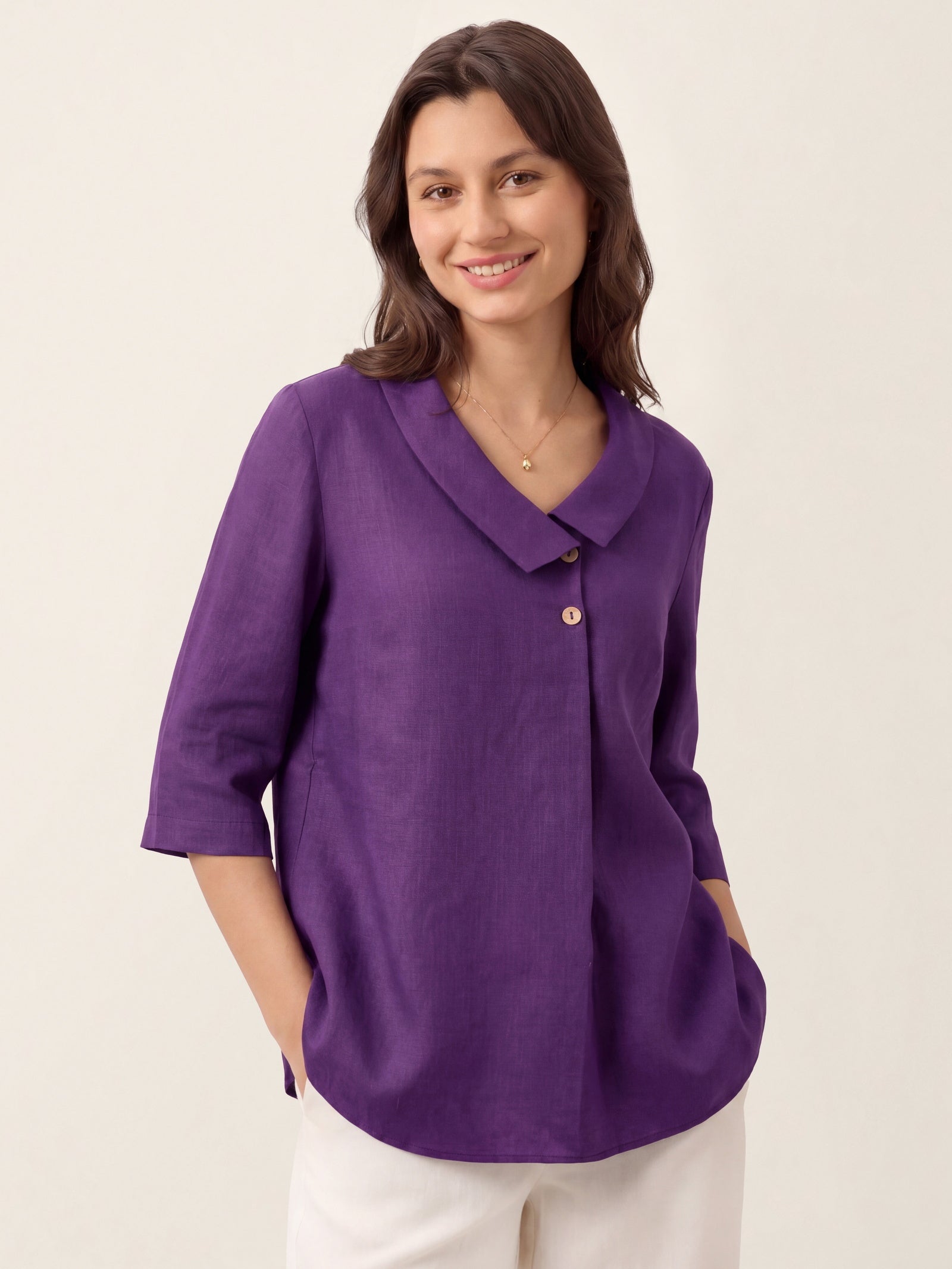 Ottilie | Linen Asymmetric Collar Top