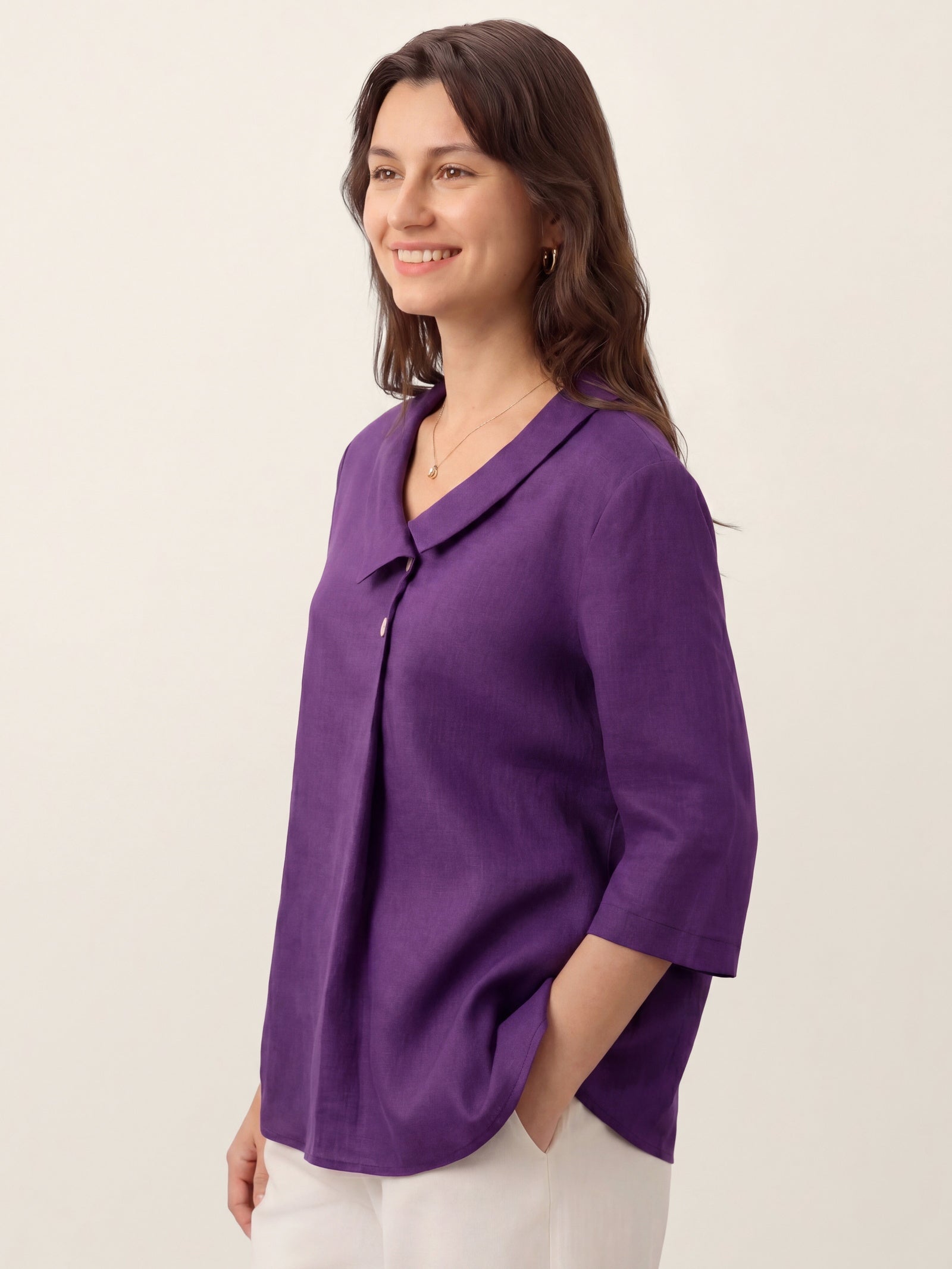 Ottilie | Linen Asymmetric Collar Top