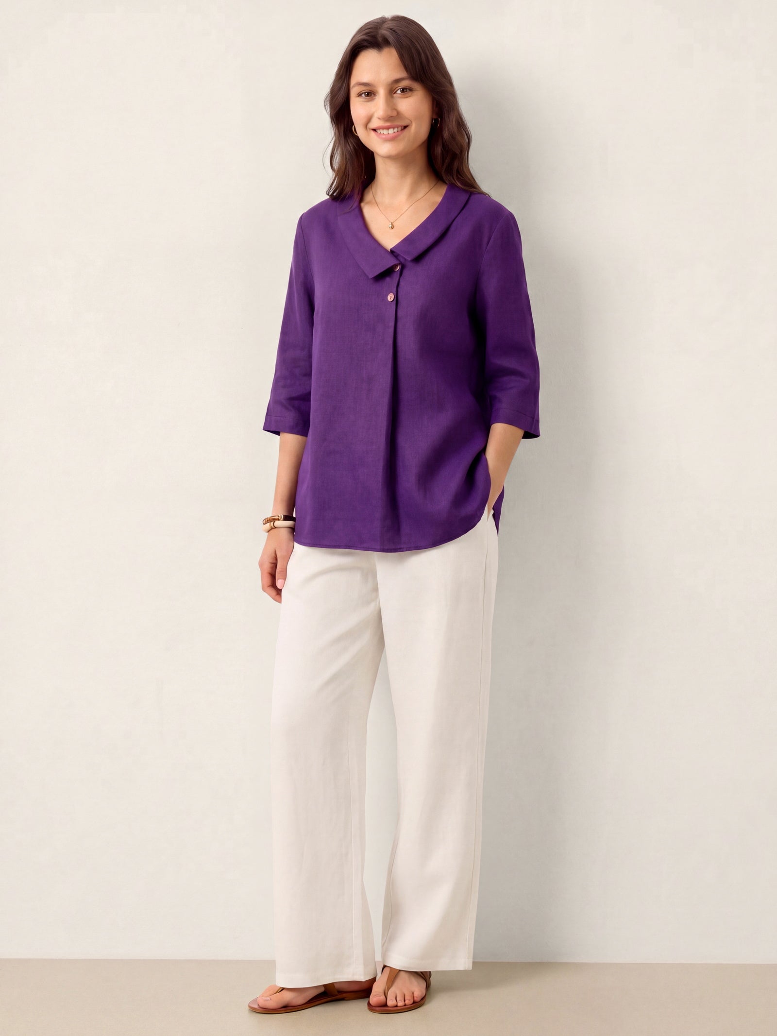 Ottilie | Linen Asymmetric Collar Top