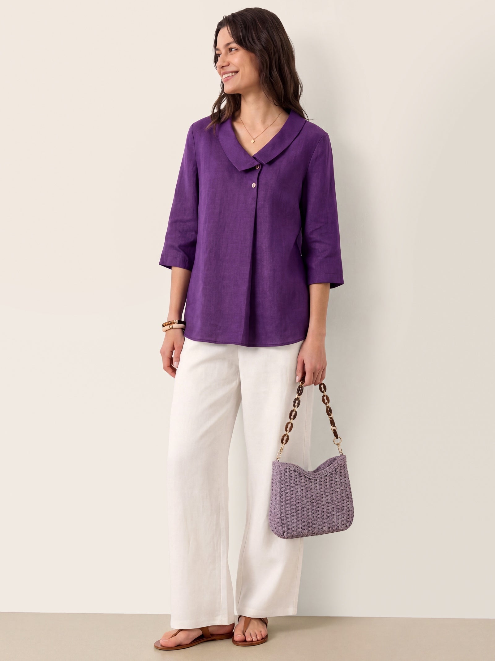 Ottilie | Linen Asymmetric Collar Top