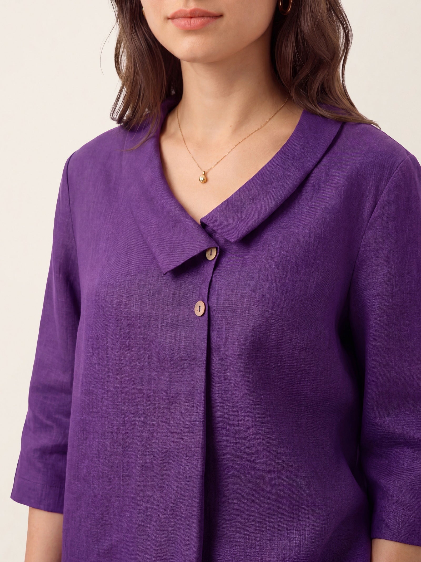 Ottilie | Linen Asymmetric Collar Top
