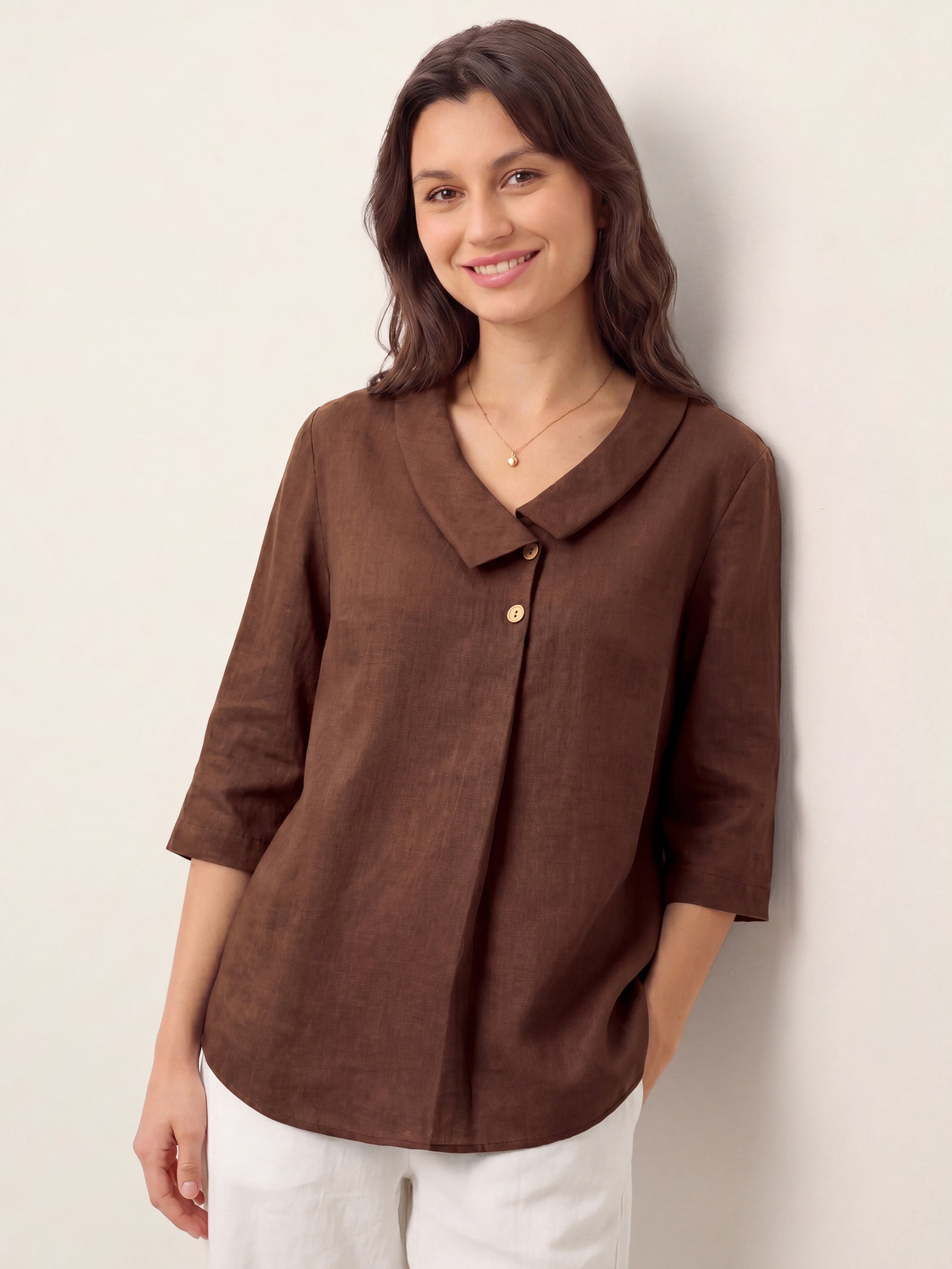 Ottilie | Linen Asymmetric Collar Top