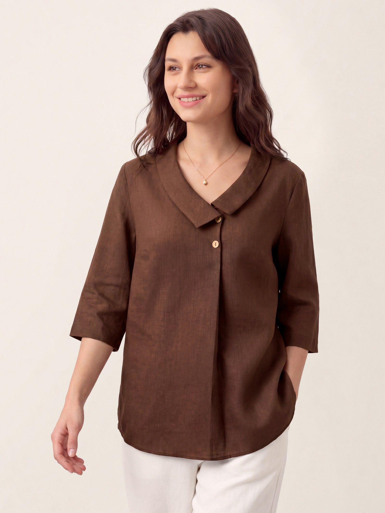 Ottilie | Linen Asymmetric Collar Top