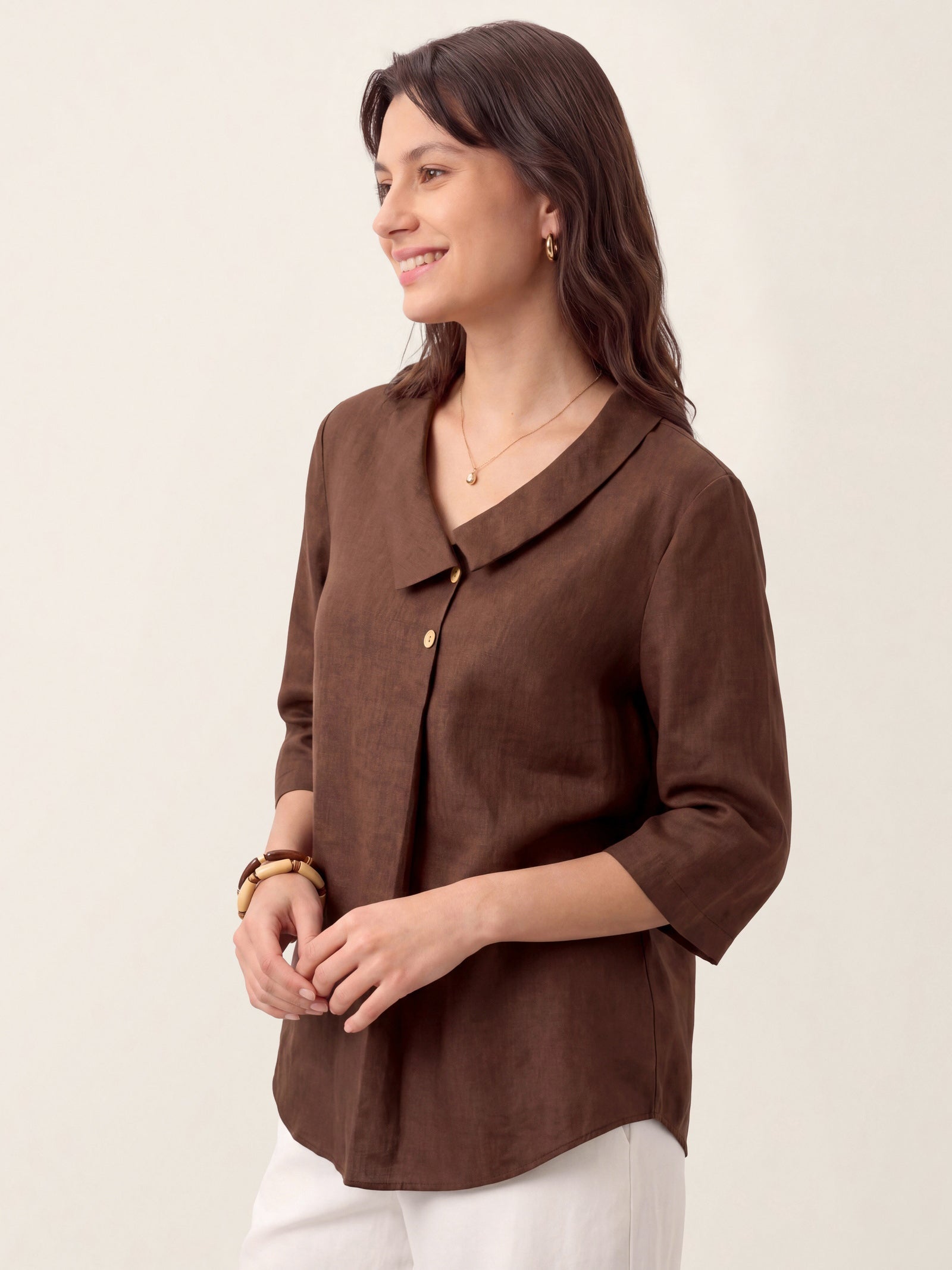 Ottilie | Linen Asymmetric Collar Top