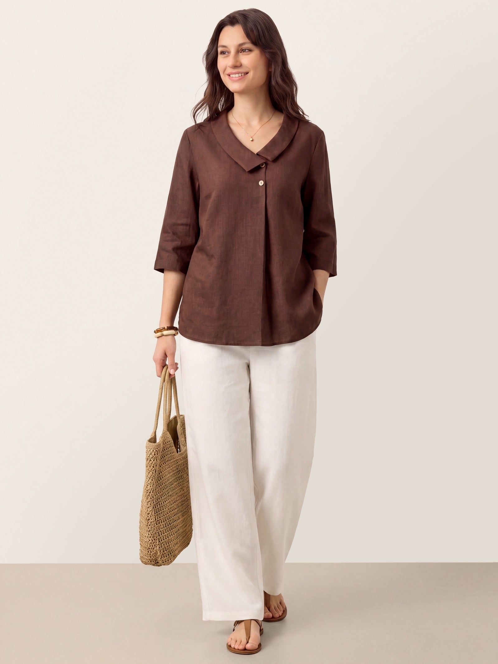 Ottilie | Linen Asymmetric Collar Top