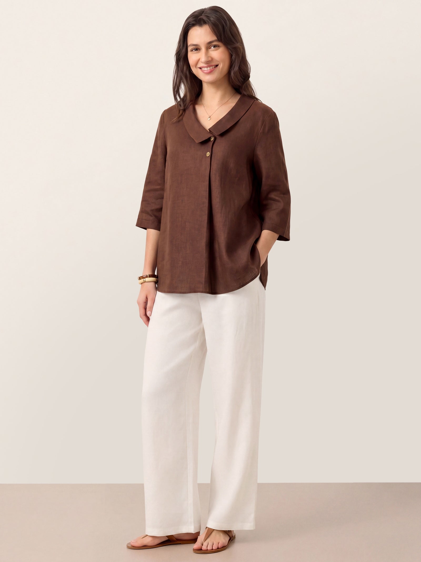 Ottilie | Linen Asymmetric Collar Top