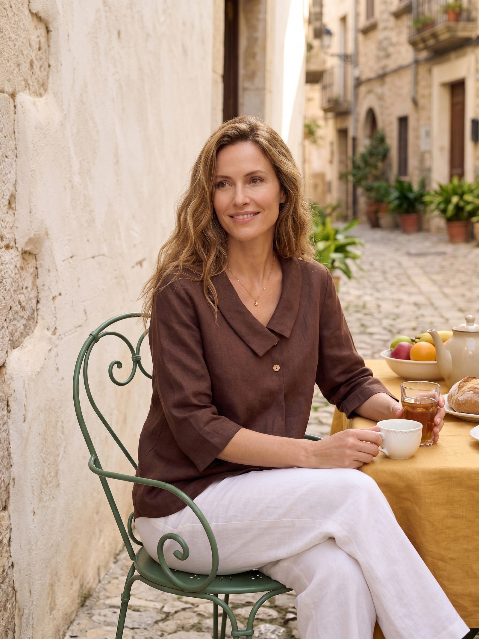 Ottilie | Linen Asymmetric Collar Top