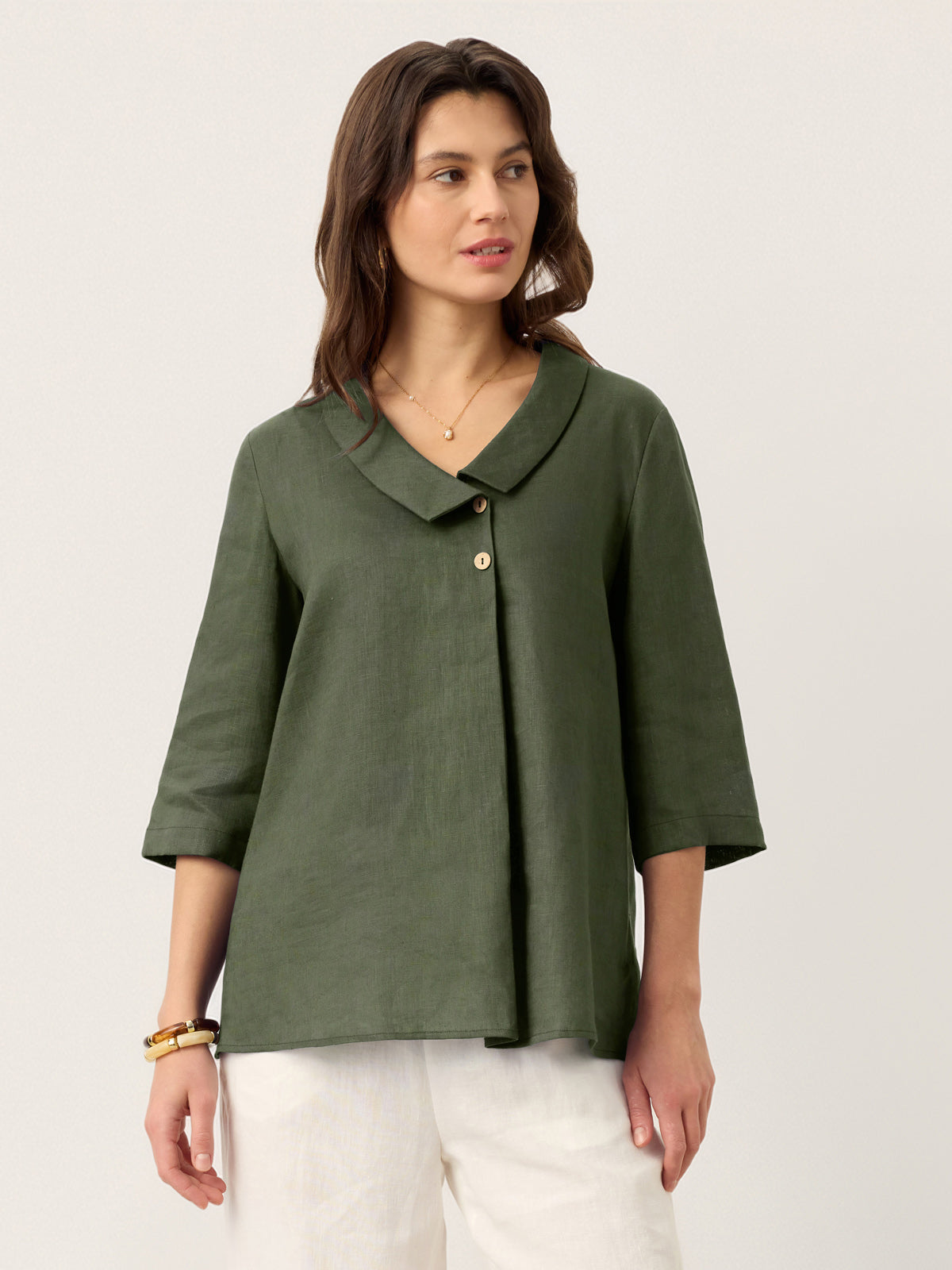 Ottilie | Linen Asymmetric Collar Top
