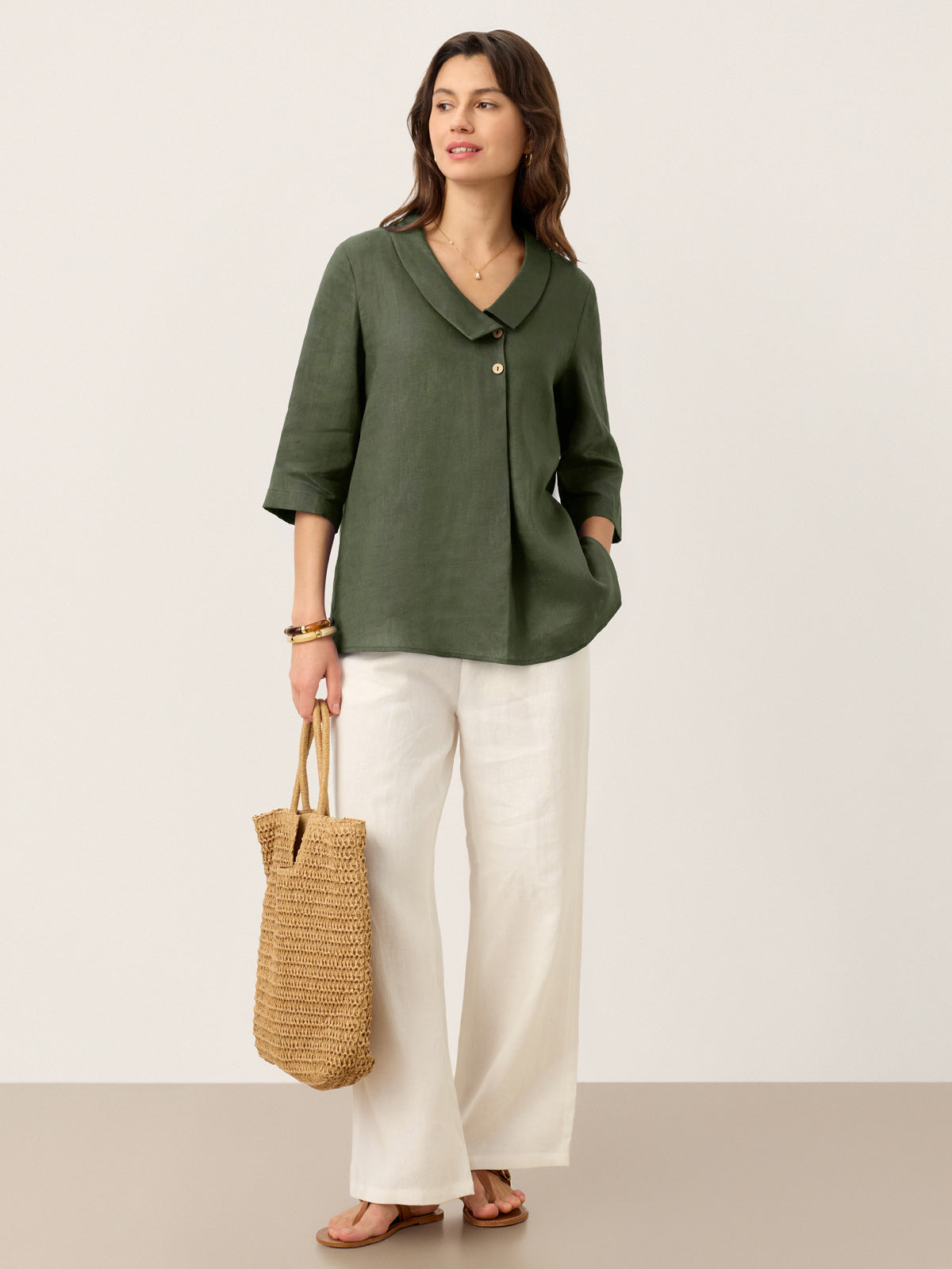 Ottilie | Linen Asymmetric Collar Top