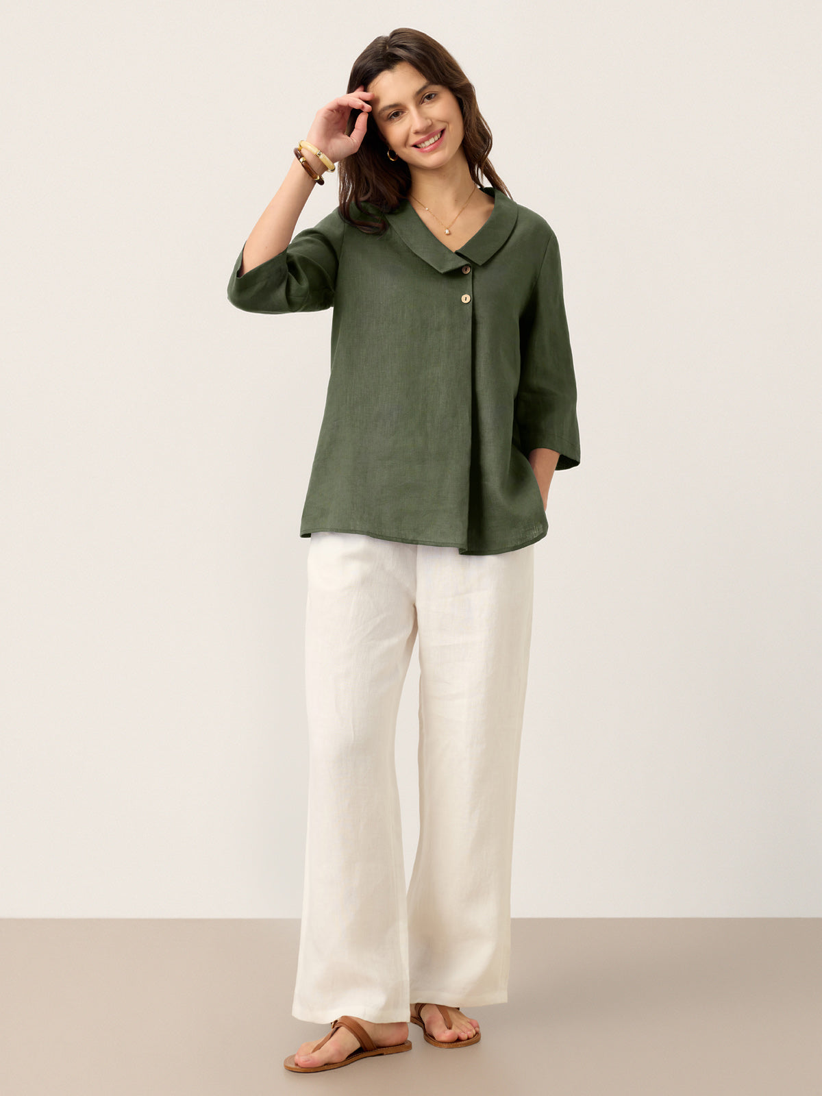 Ottilie | Linen Asymmetric Collar Top
