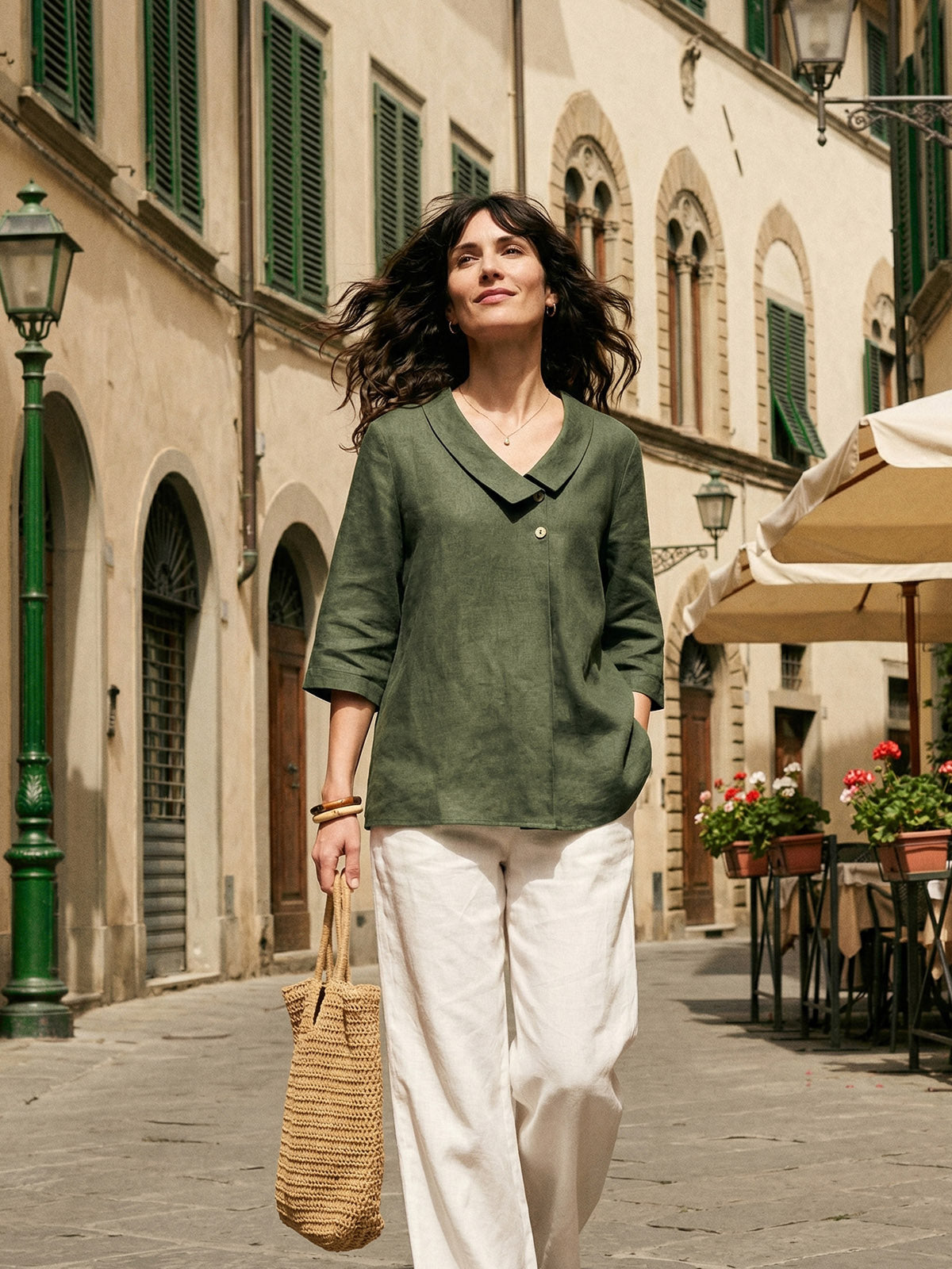 Ottilie | Linen Asymmetric Collar Top
