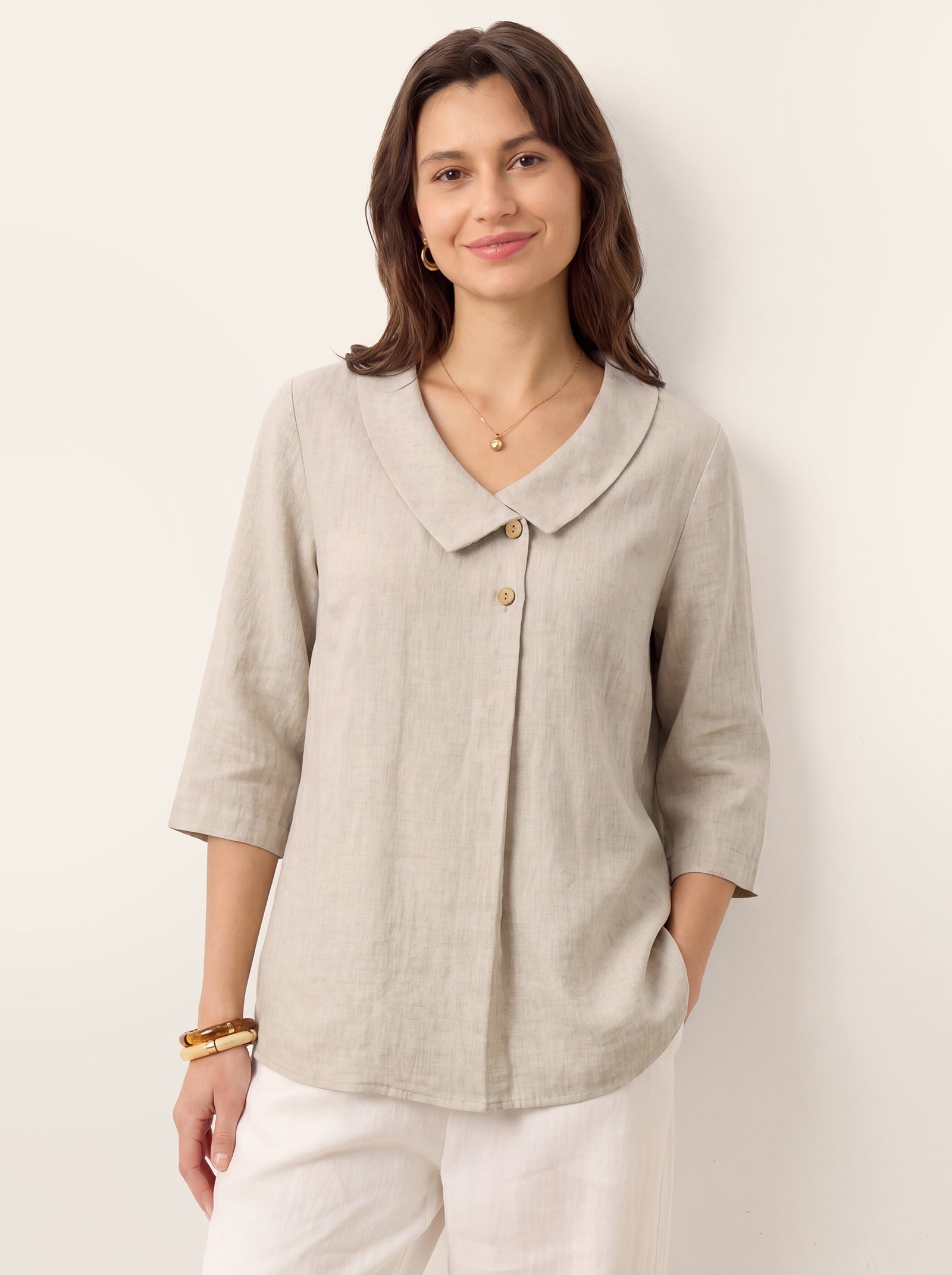 Ottilie | Linen Asymmetric Collar Top