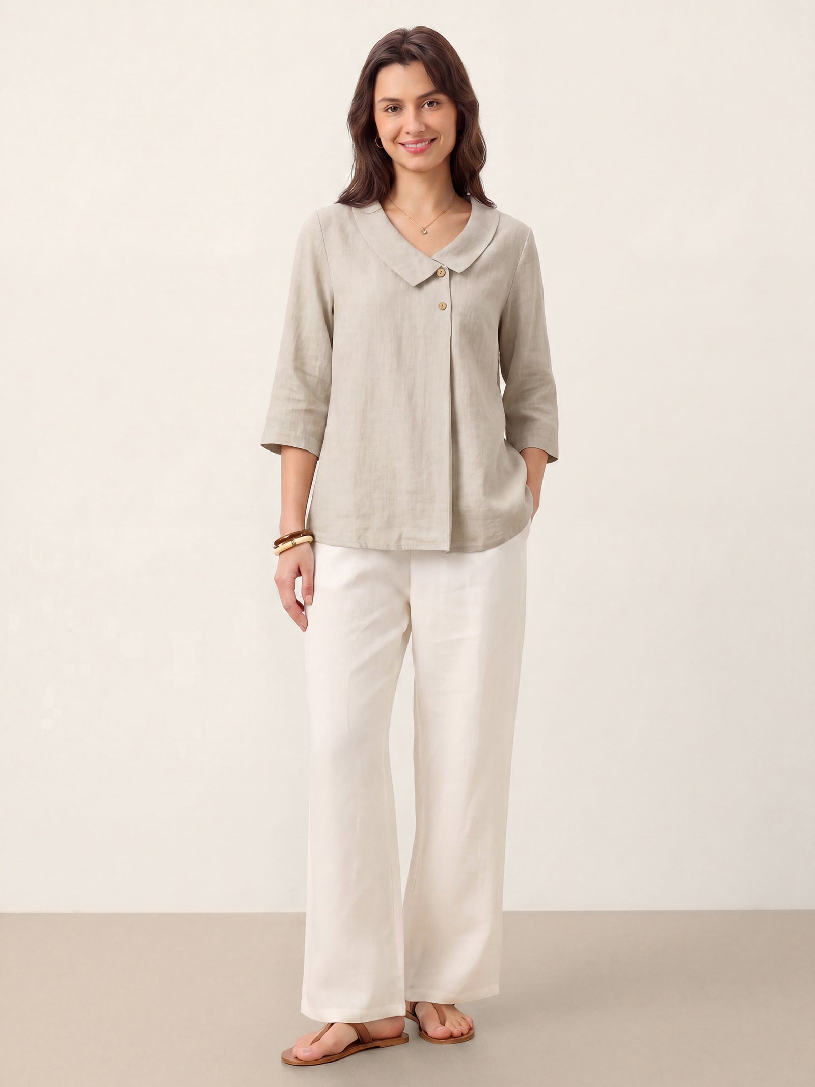 Ottilie | Linen Asymmetric Collar Top
