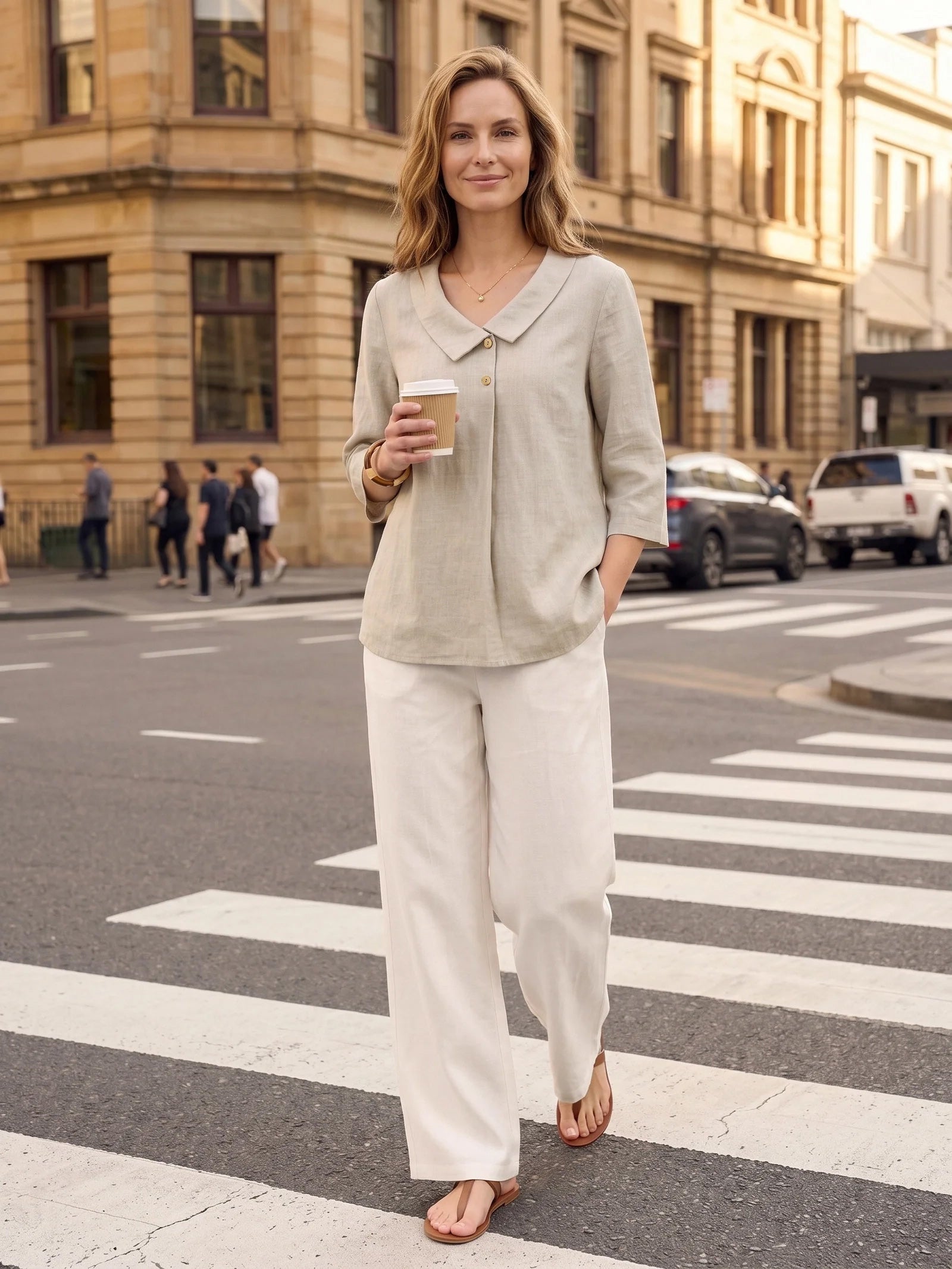 Ottilie | Linen Asymmetric Collar Top