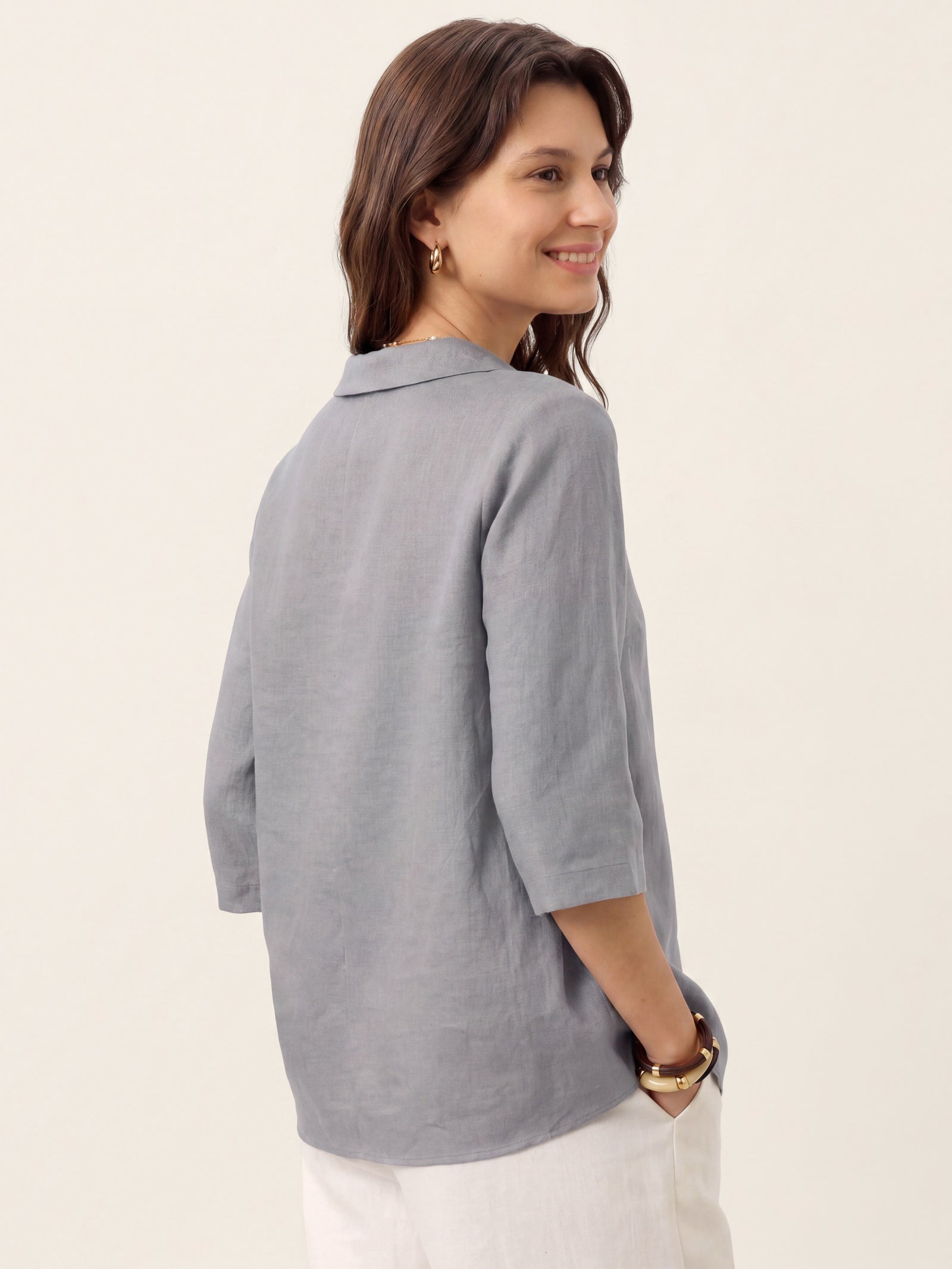 Ottilie | Linen Asymmetric Collar Top