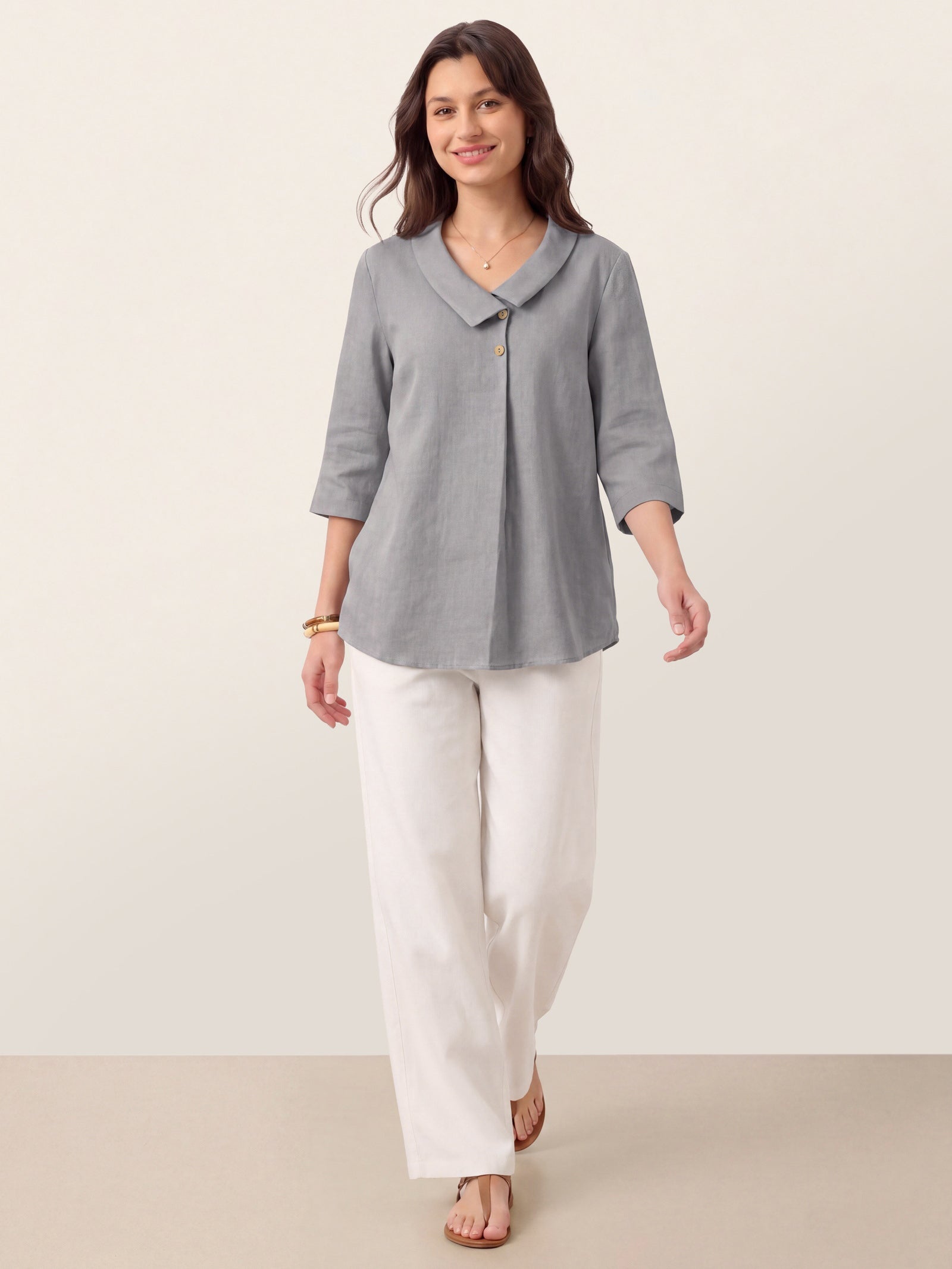 Ottilie | Linen Asymmetric Collar Top