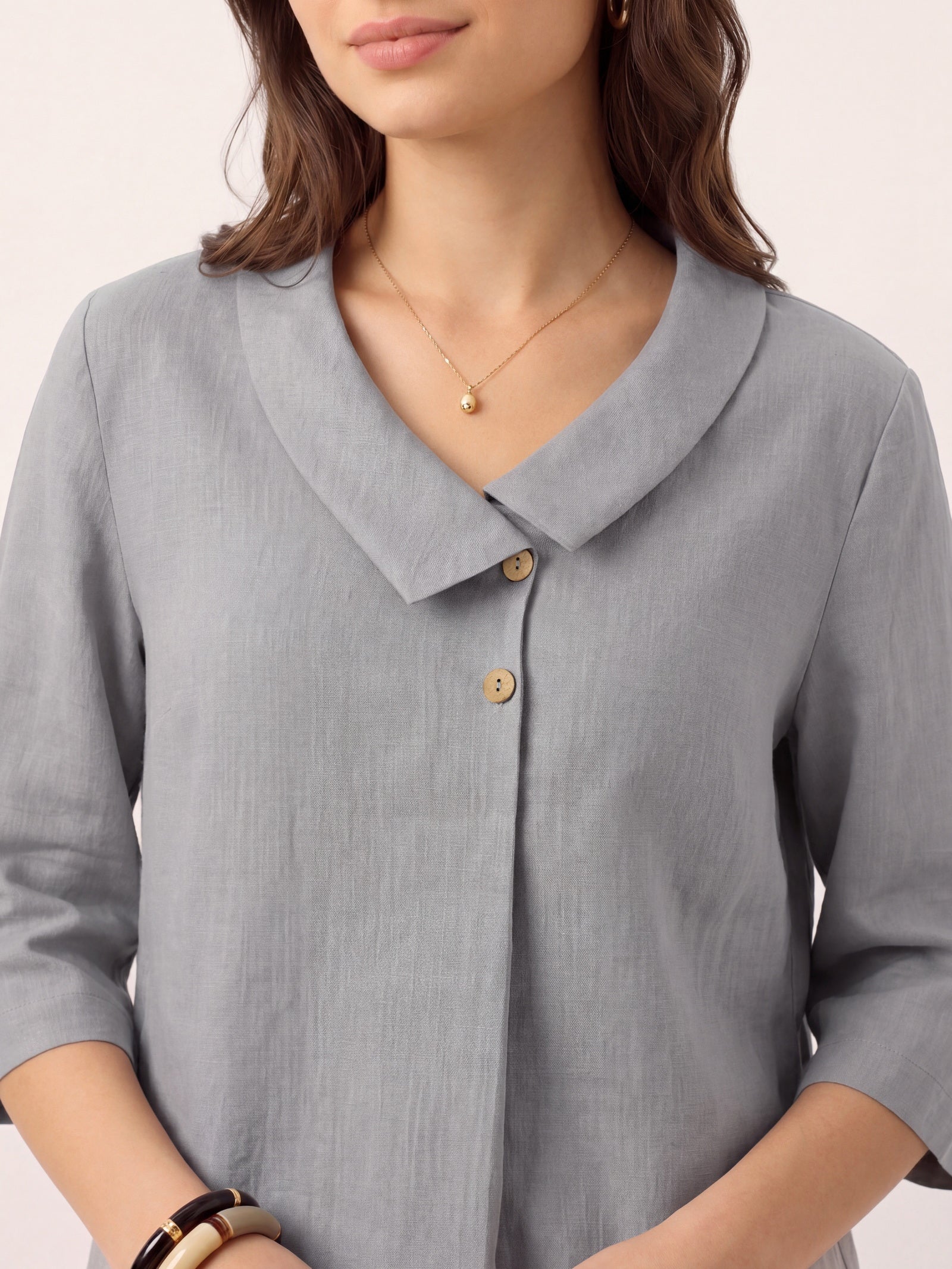 Ottilie | Linen Asymmetric Collar Top