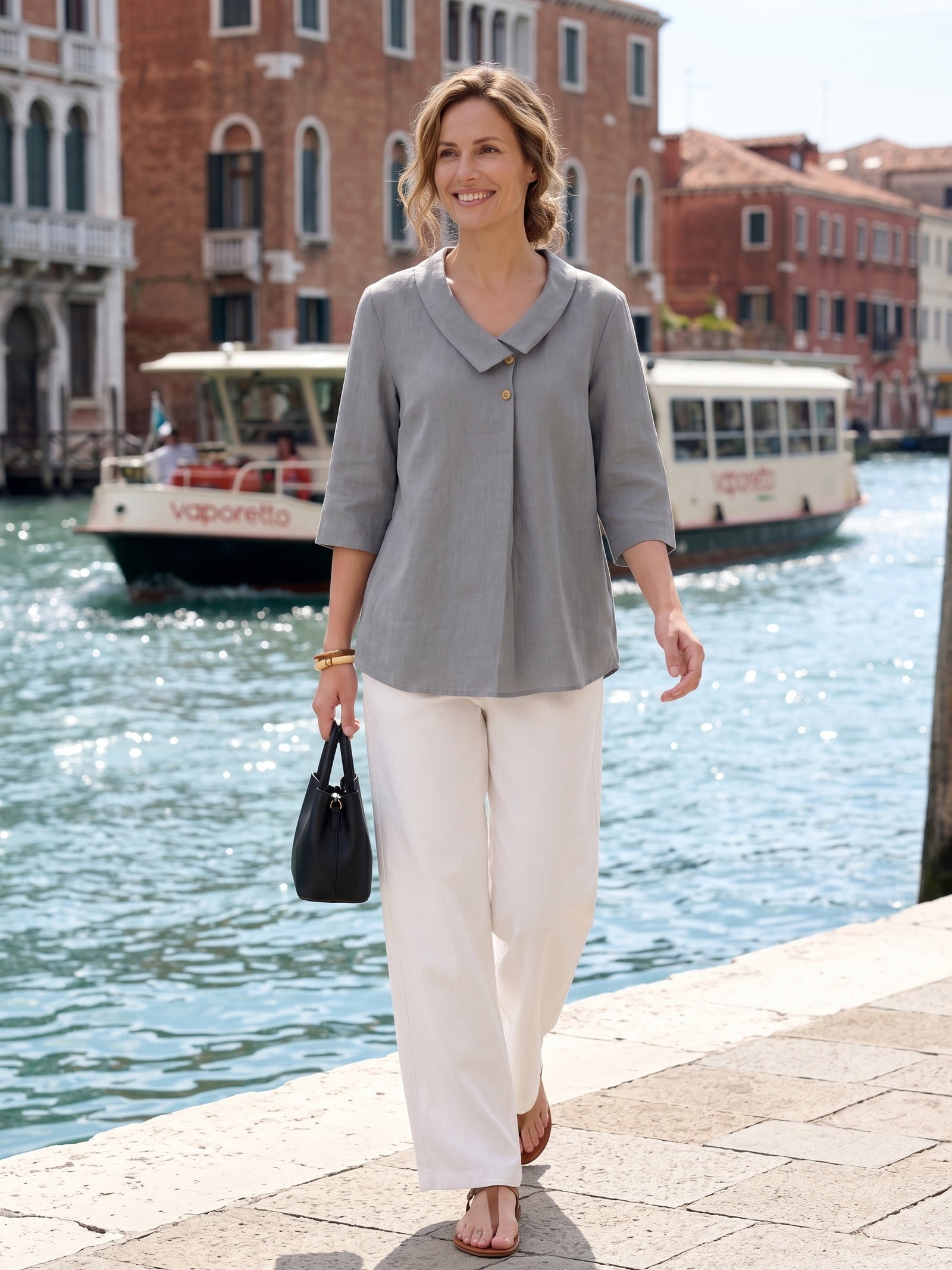Ottilie | Linen Asymmetric Collar Top