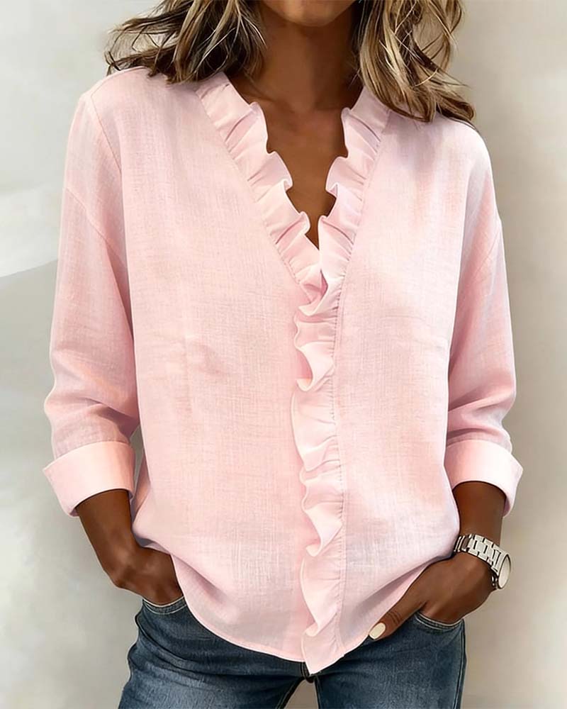 Camille | Ruffle V-Neck Blouse