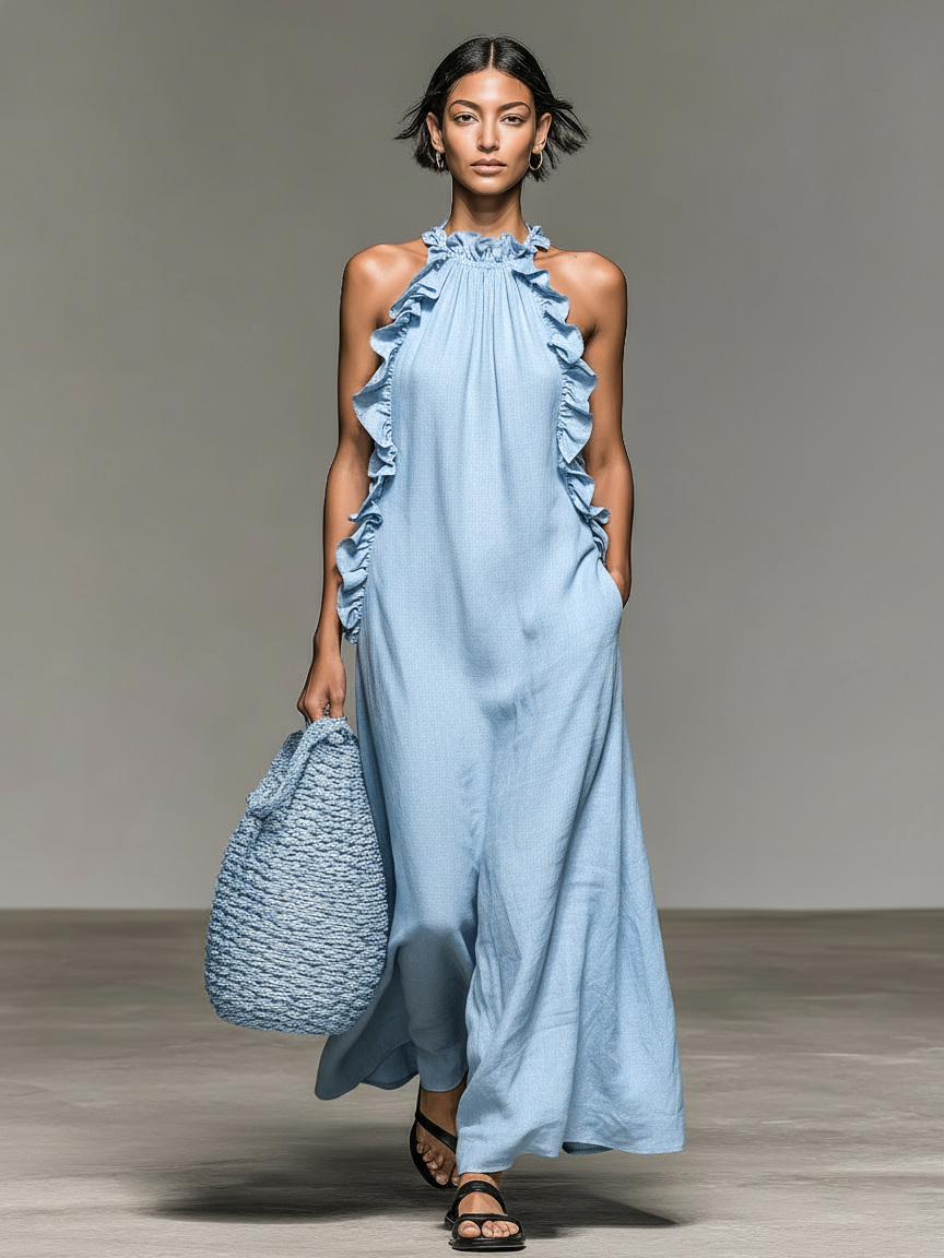 Esméa™ | Ruffle-Trim Linen-Blend Jumpsuit