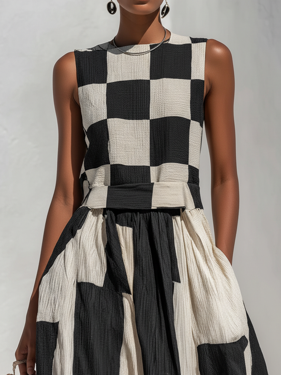 Elira™ | Contemporary Contrast Maxi Dress