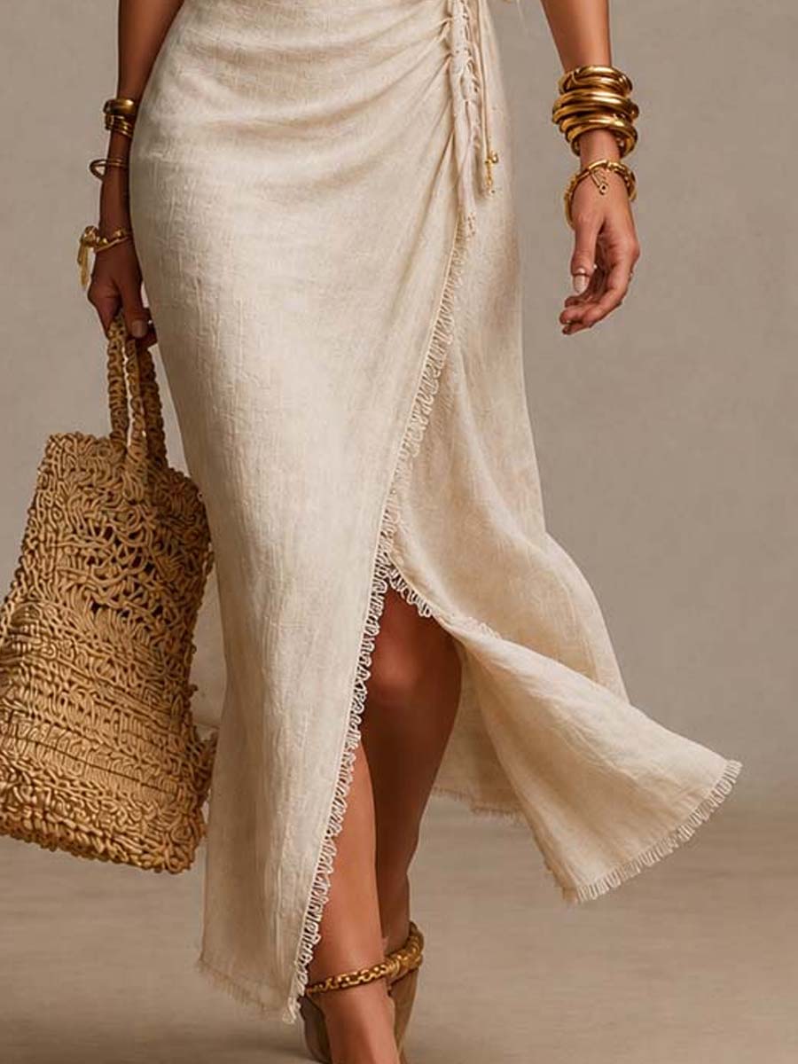 Juliette | Lace V-Neck Wrap Midi Dress