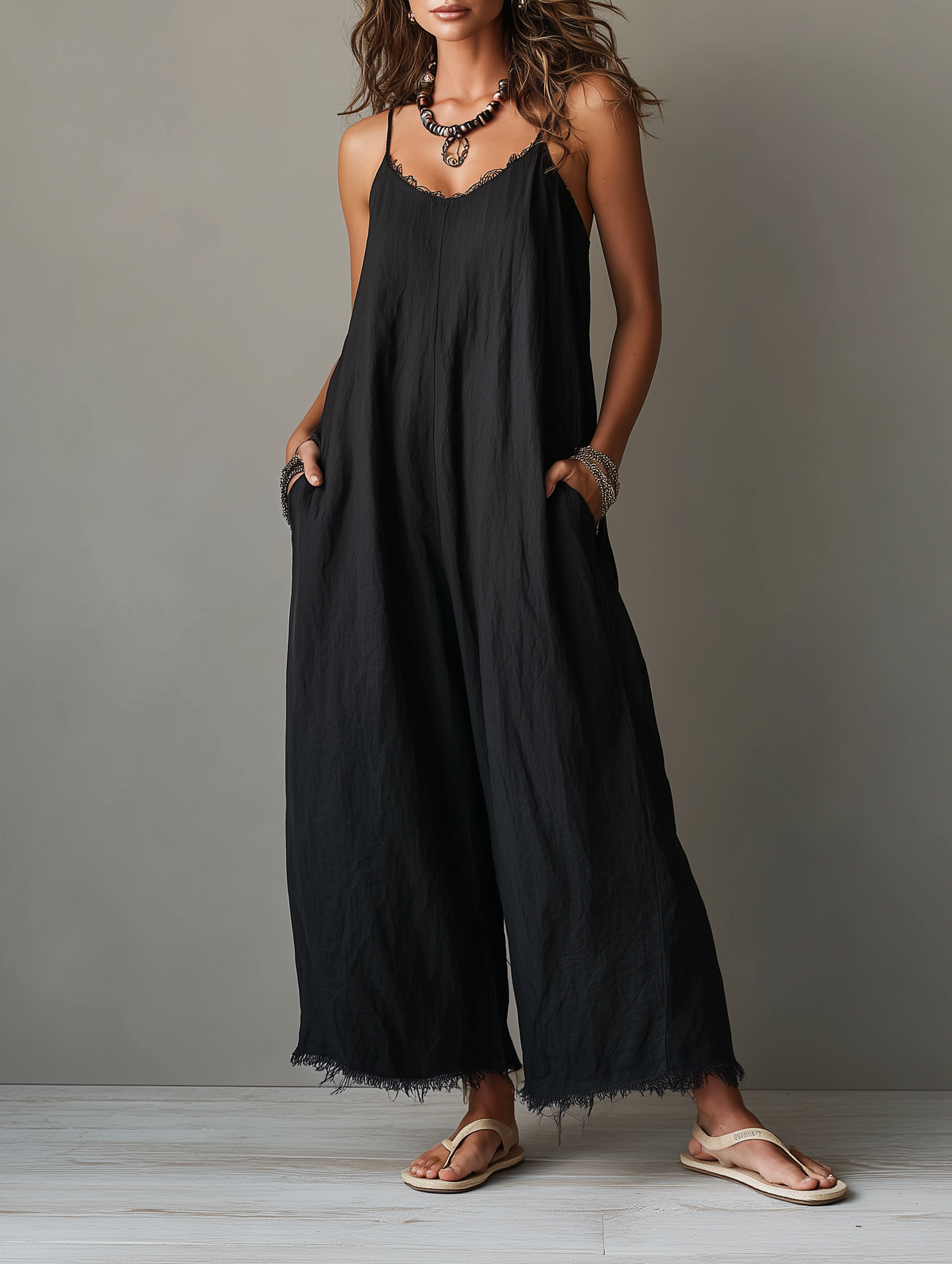 Pascale | Minimalist Linen-Blend Jumpsuit