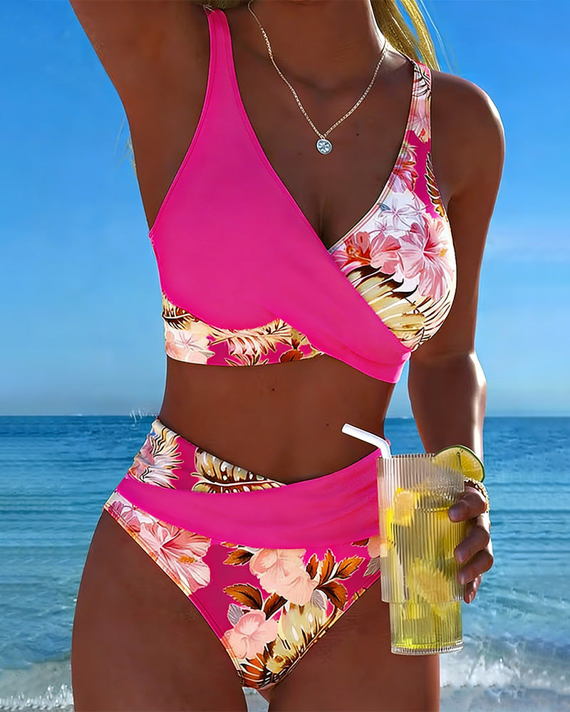 RÓNAIT | CONTRAST FLORAL TANKINI SET