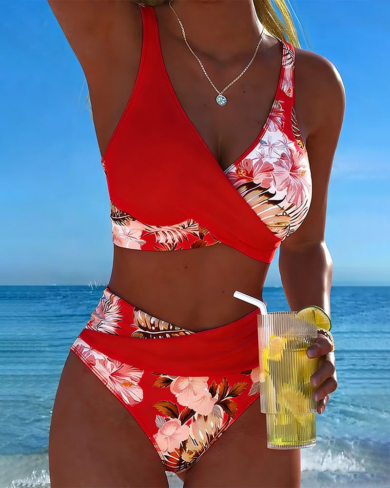 RÓNAIT | CONTRAST FLORAL TANKINI SET