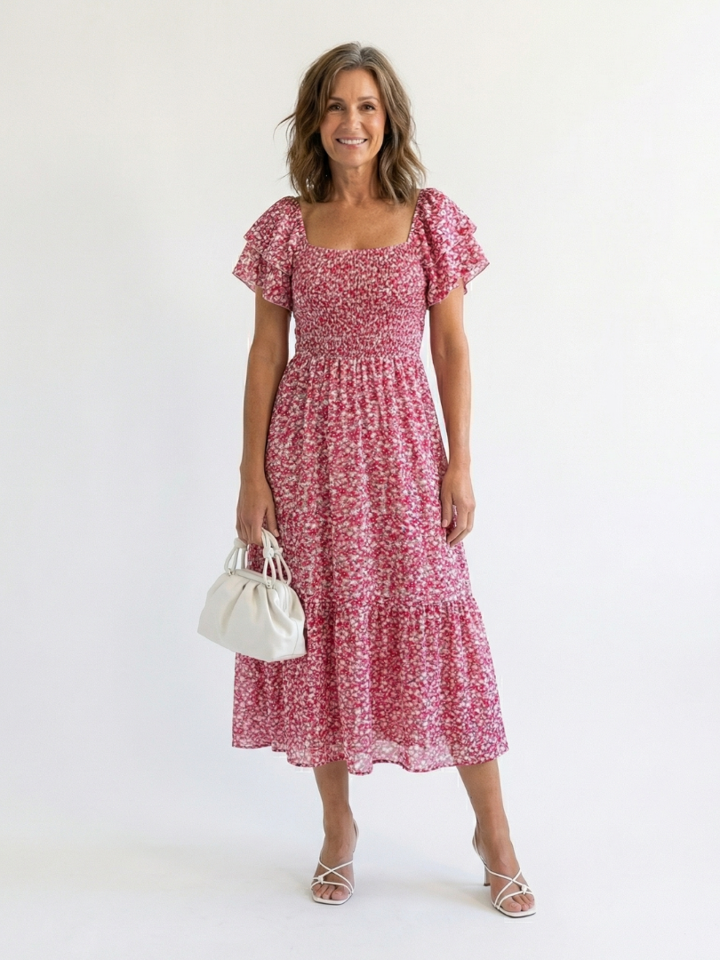 Ainhoa | Off-Shoulder Floral Midi Dress