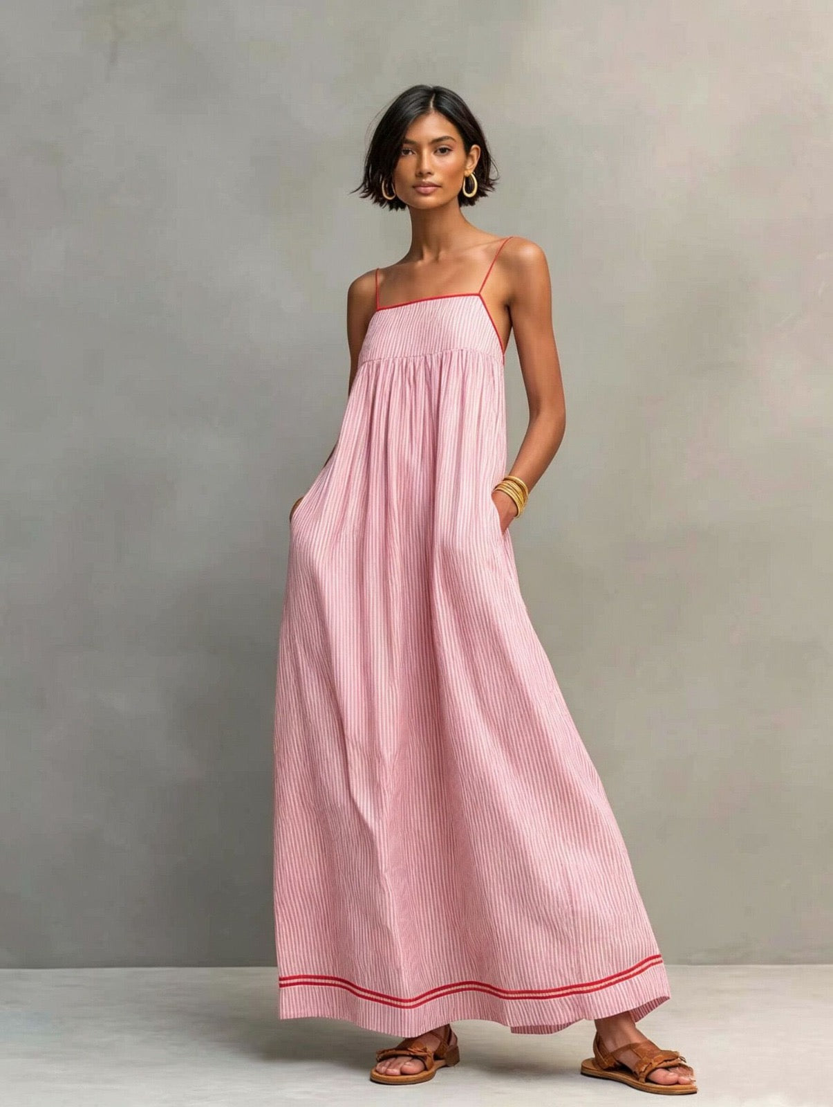 Aveline™ | Mediterranean Stripe Maxi Dress