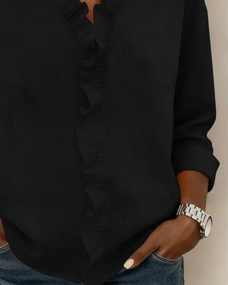 Camille | Ruffle V-Neck Blouse