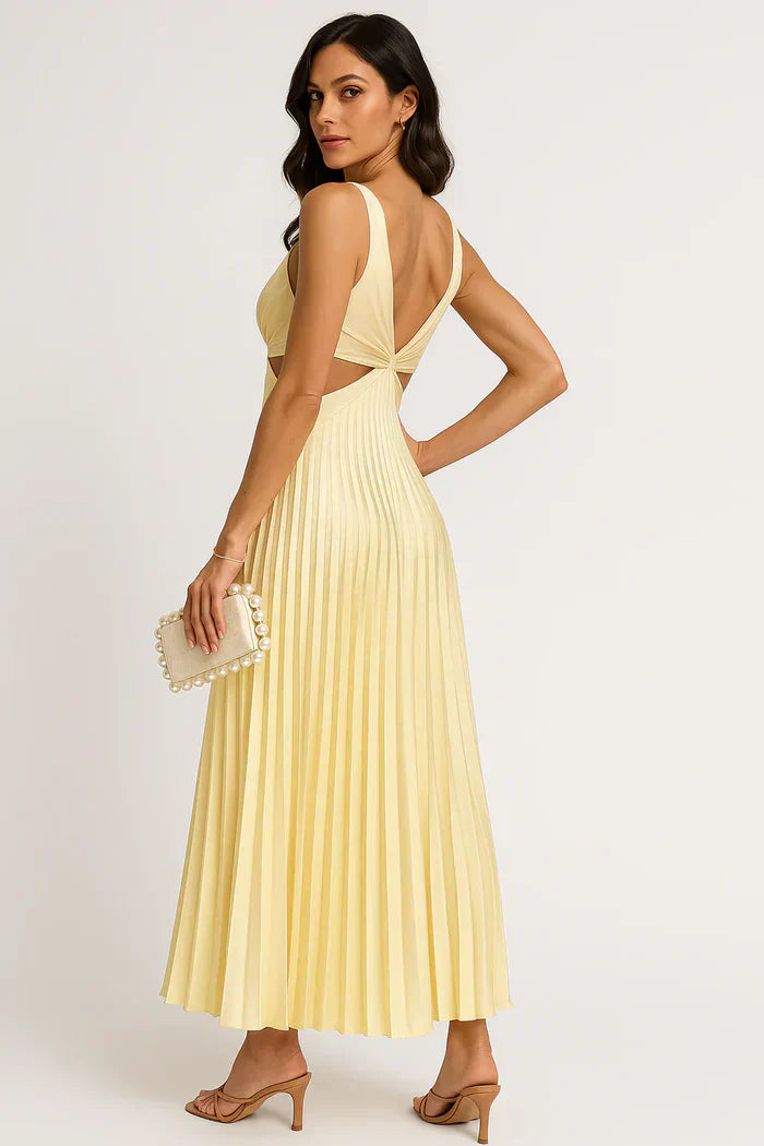 Liora™ | Pleated Cut-Out Midi Dress