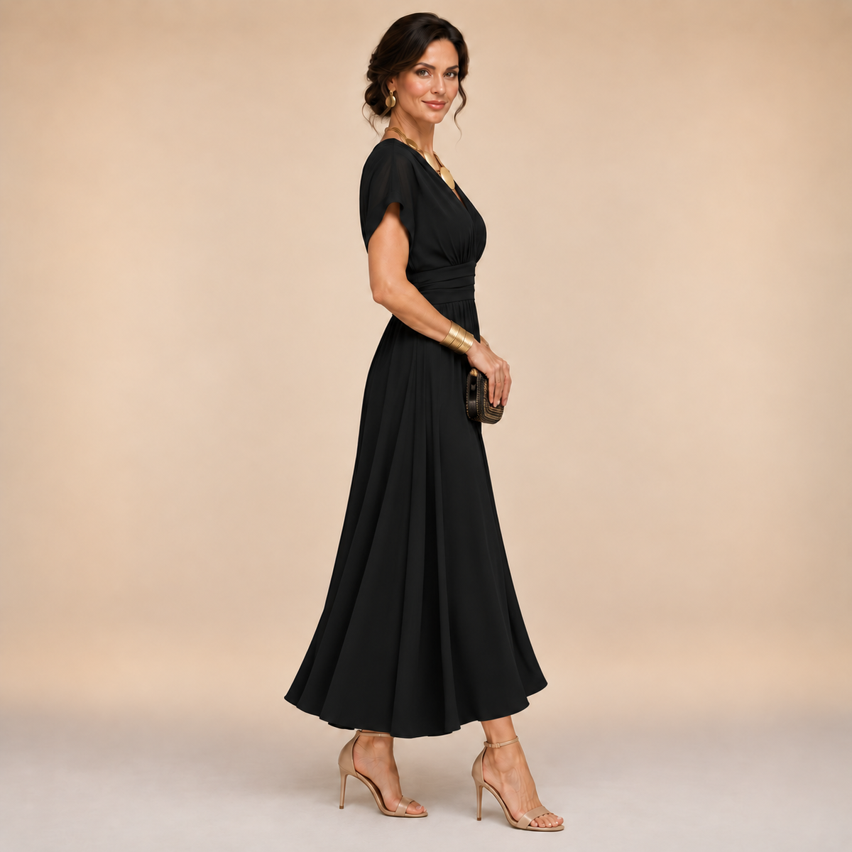 Odessa | Wrap V-Neck Midi Dress